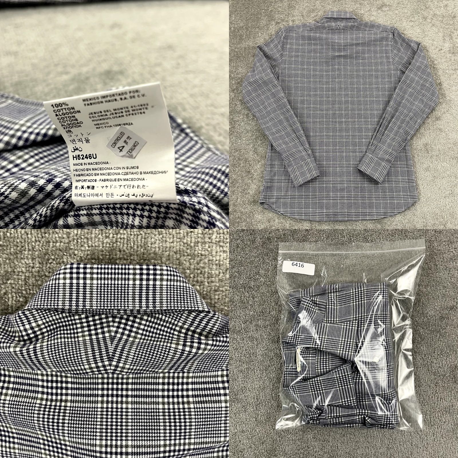 Suitsupply Suitsupply Dress Shirt Mens Large 16.5L Long Sleeve Blue White Houndstooth Plaid Classic Size US L / EU 52-54 / 3 - 8 Thumbnail