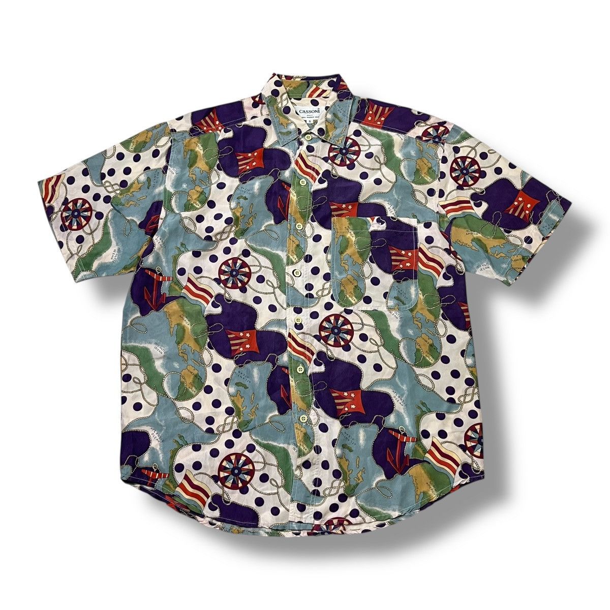 Issey Miyake Vintage 90s‼️Cassoni Italy Silk Shirt Nautical/YSL/Prada Styl Size US S / EU 44-46 / 1 - 1 Thumbnail