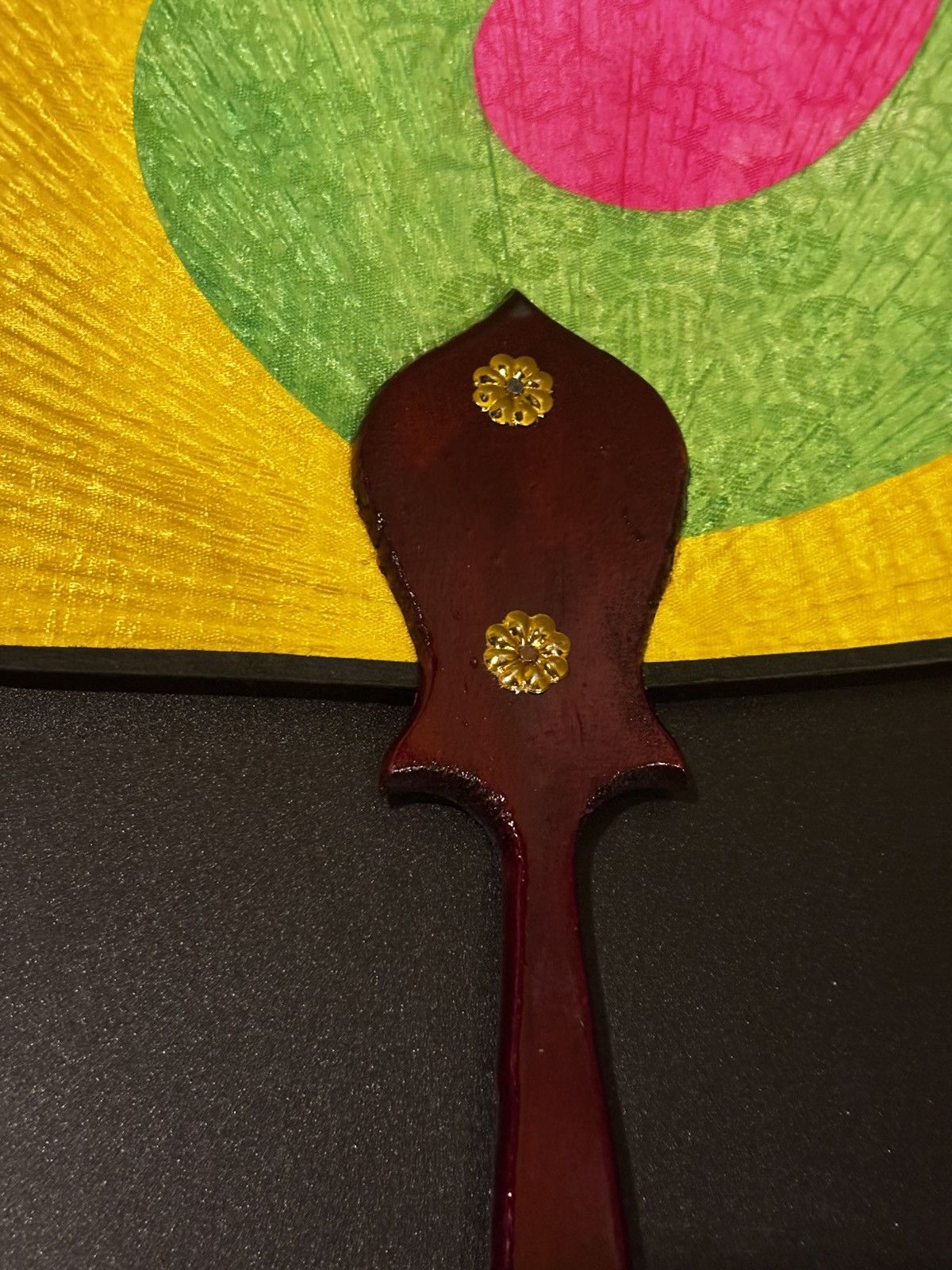 Other Decorative Hand Fan Pink Yellow Green Swirl Size ONE SIZE - 3 Thumbnail