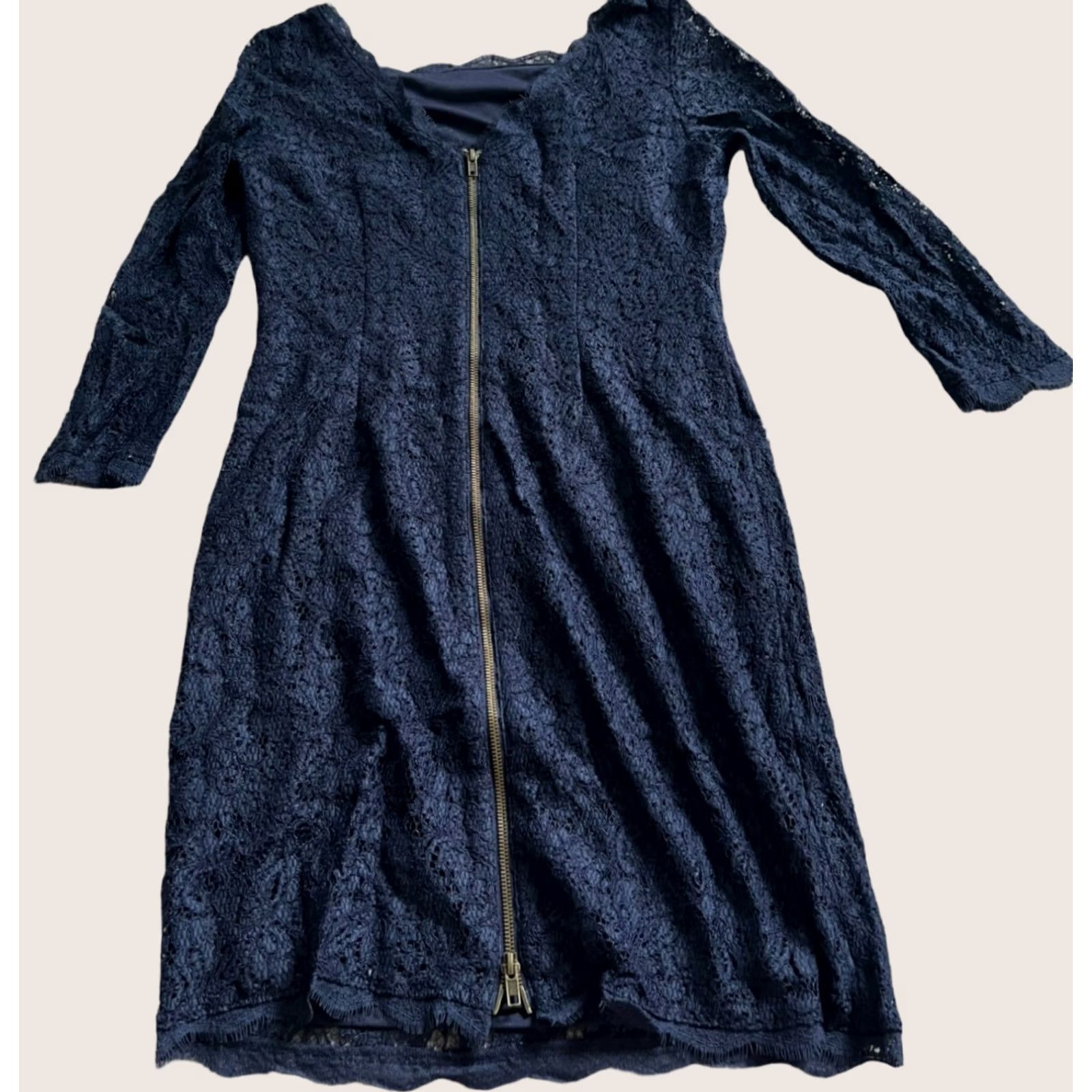Adrianna Papell Adrianna Papell Dress Womens Size 10 Black Lace Sheath 3/4 Sleeve Full Back Zip Size L / US 10 / IT 46 - 1 Thumbnail