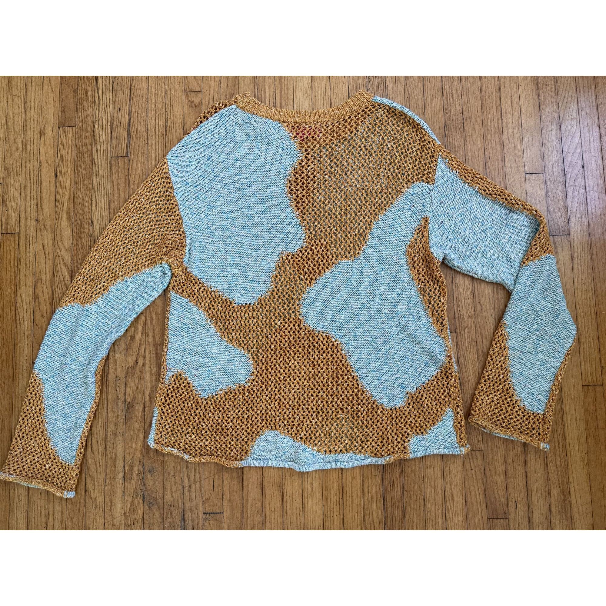 The Elder Statesman The Elder Statesman Patchwork Cotton Net Sweater – Hand-Croc Size US M / EU 48-50 / 2 - 3 Thumbnail