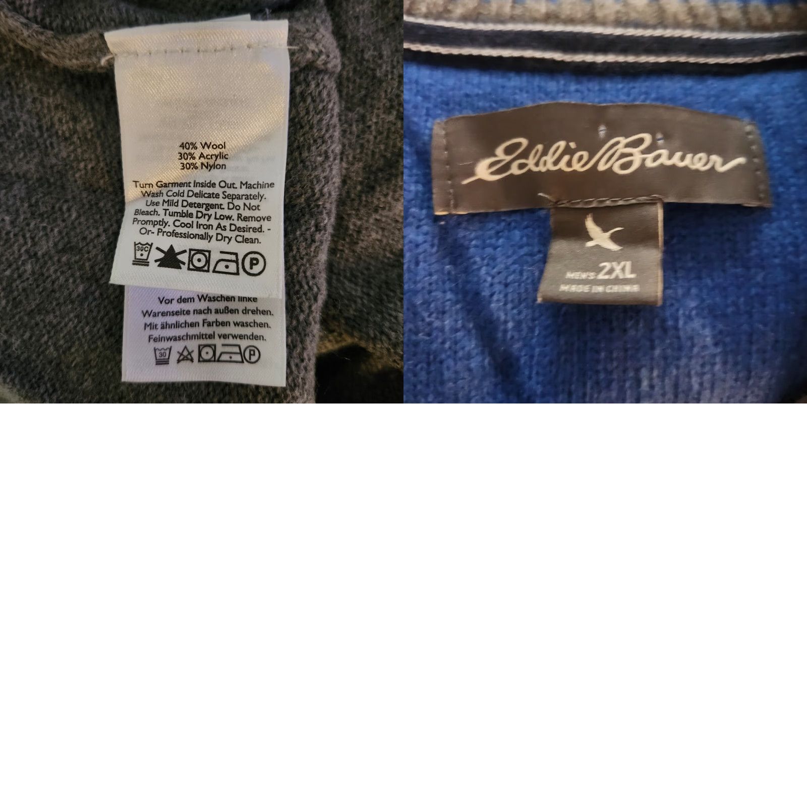 Eddie Bauer Eddie Bauer Wool Blend 1/4 Zip Pullover Mens 2XL Sweater Gray Blue Striped Size US XXL / EU 58 / 5 - 8 Thumbnail