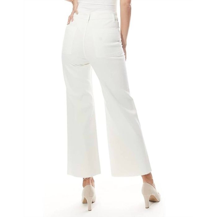 Off White High Rise Tailored Fit Wide Leg Jeans