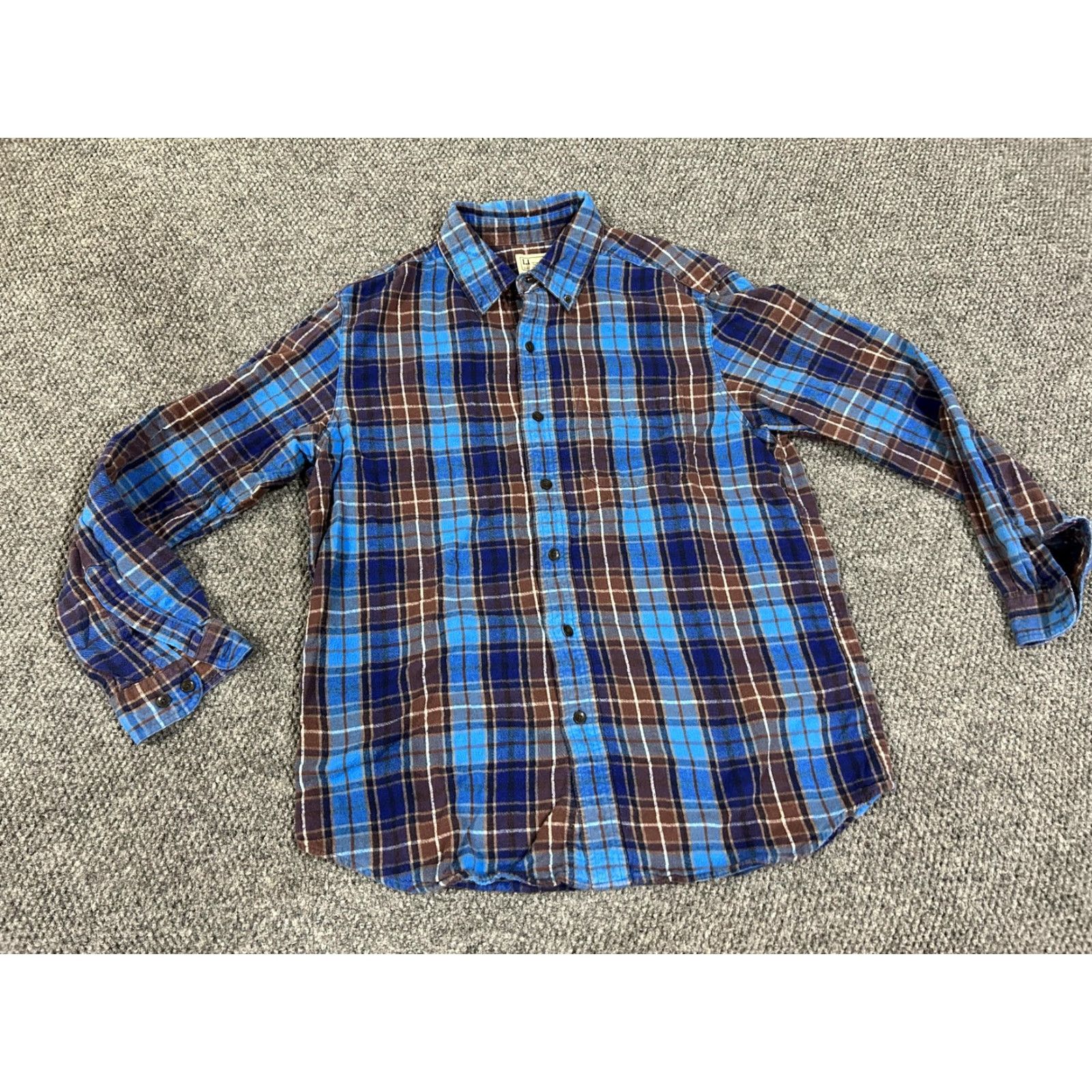 Vintage L.L.Bean Shirt Mens Medium Blue Brown Plaid Flannel Button Front Long Sleeve Size US M / EU 48-50 / 2 - 2 Thumbnail