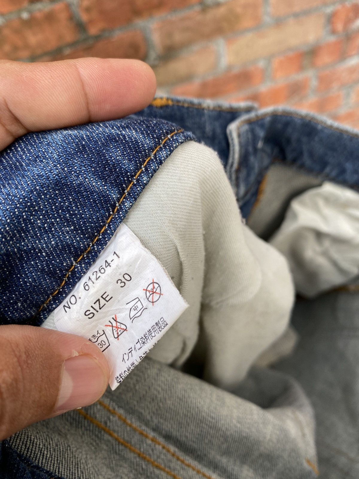 Japanese Brand W34x33 distressed Bit Blue japanese brand denime Size 34" / US 12 / IT 48 - 9 Thumbnail