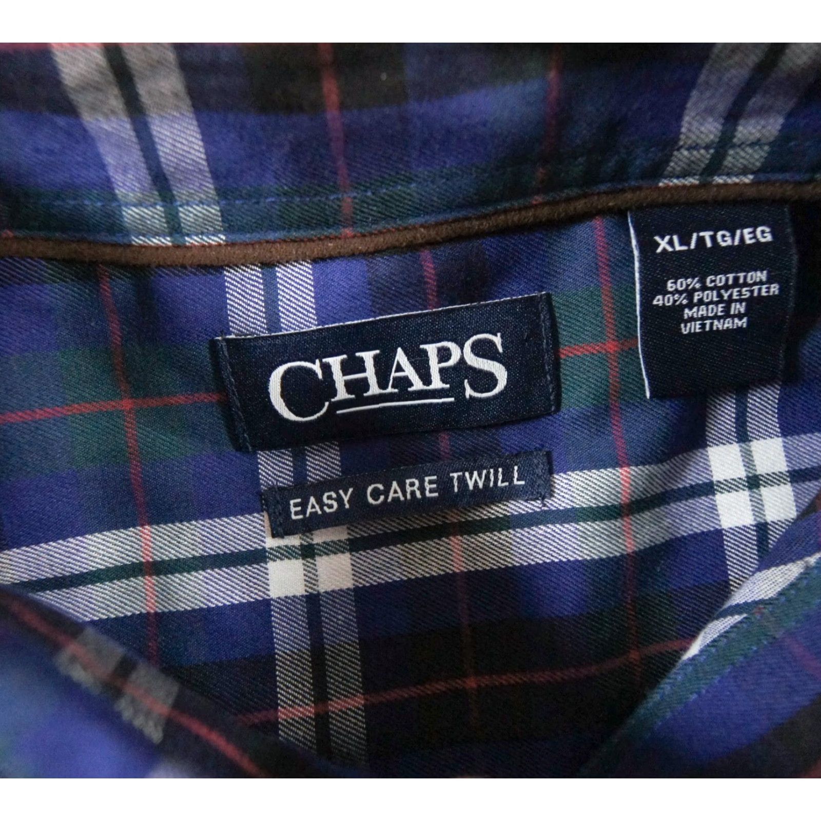 Chaps Chaps Shirt Mens XL Blue Button-Up Long Sleeve Twill Easy Care Work Business NEW - Regular Fit, Button-Front, Collared, Plaid Pattern Size US XL / EU 56 / 4 - 6 Thumbnail