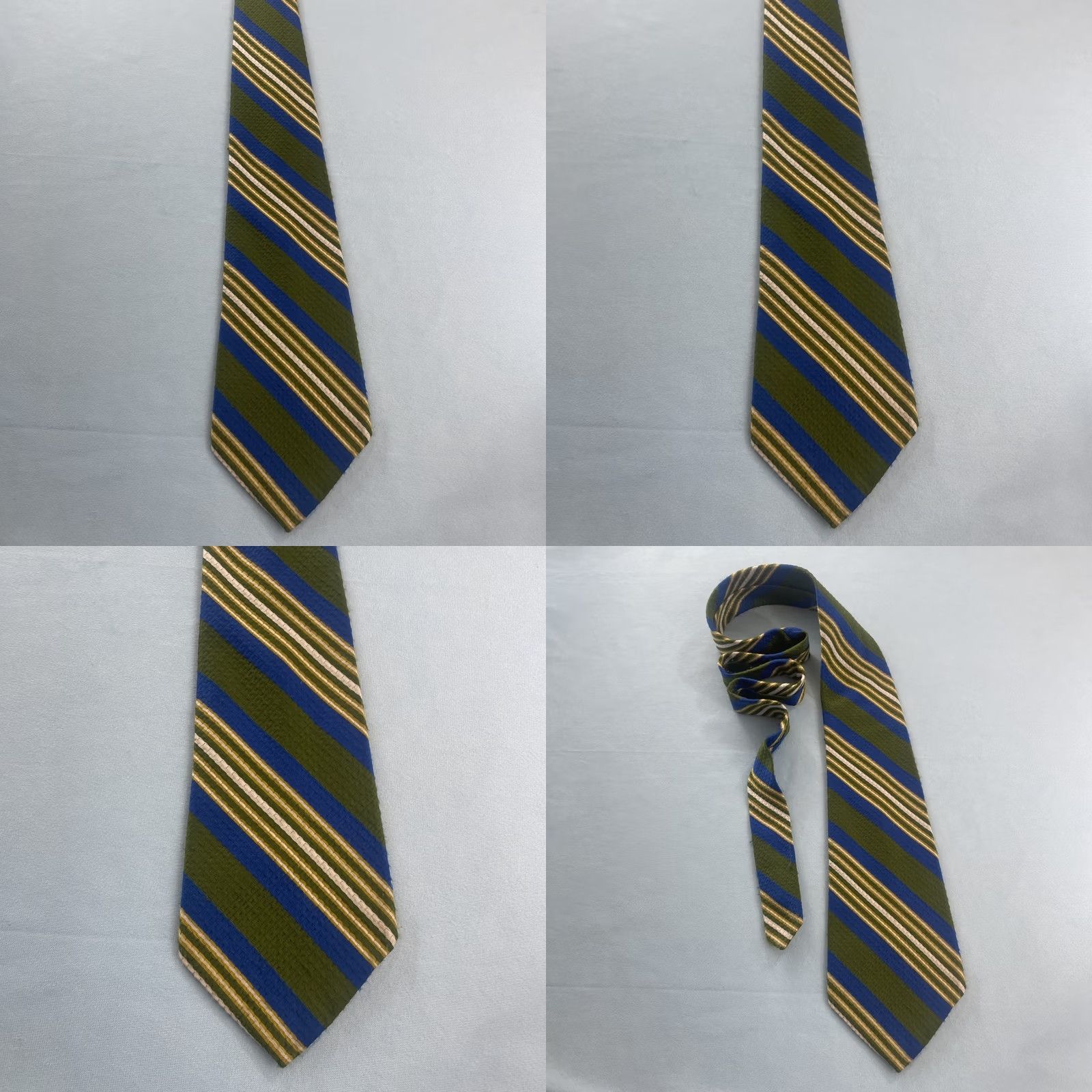 Vintage VINTAGE Resisto 70s Extra Wide Necktie 5" Kipper Repp Stripe Green Blue 58" Woven Tie Capsule UltraWide Necktie Men Designer Vintage 1970s Size ONE SIZE - 10 Thumbnail