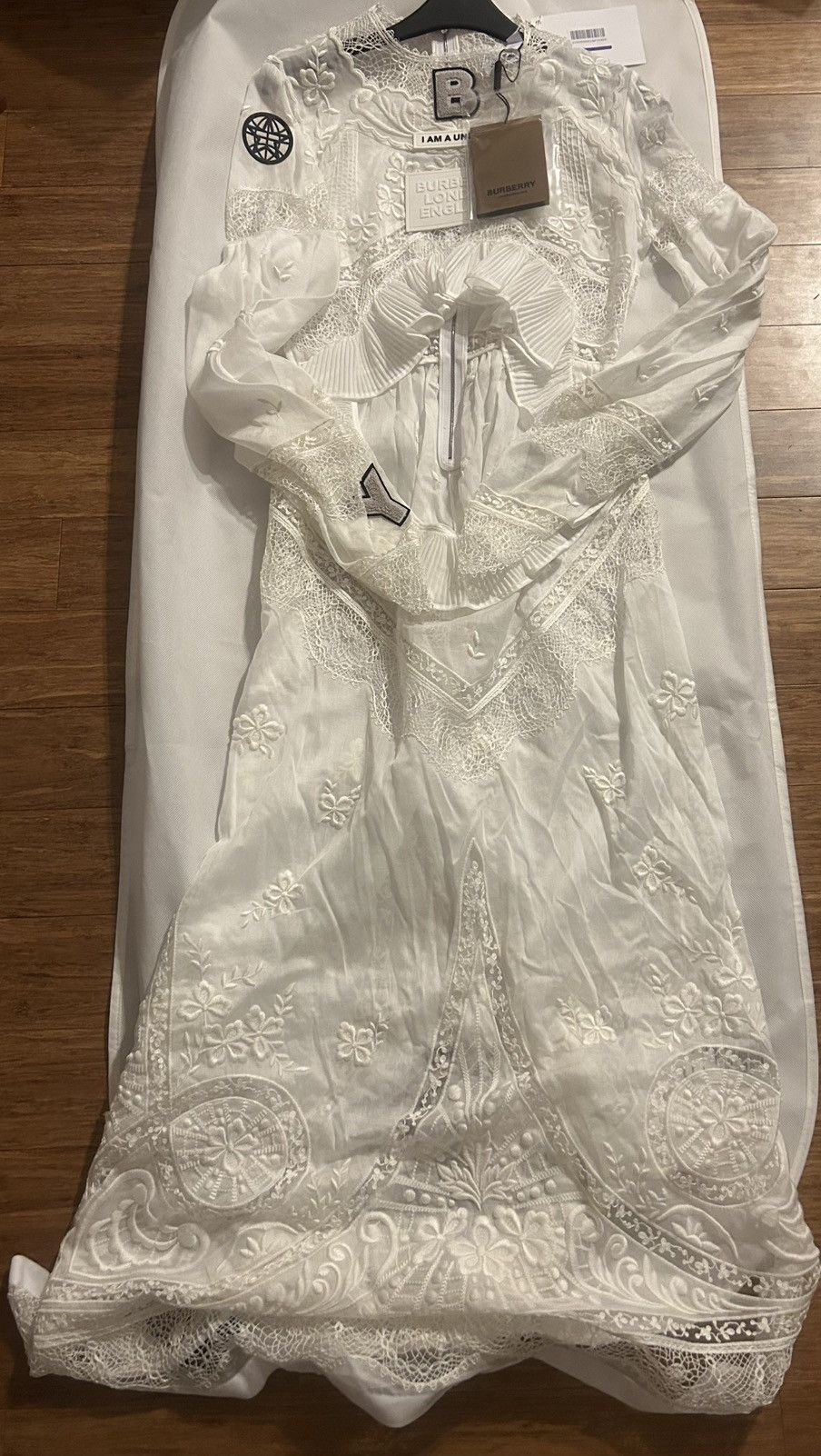 Burberry BURBERRY Appliquéd cutout cotton-voile and crocheted Dress Size S / US 4 / IT 40 - 9 Thumbnail