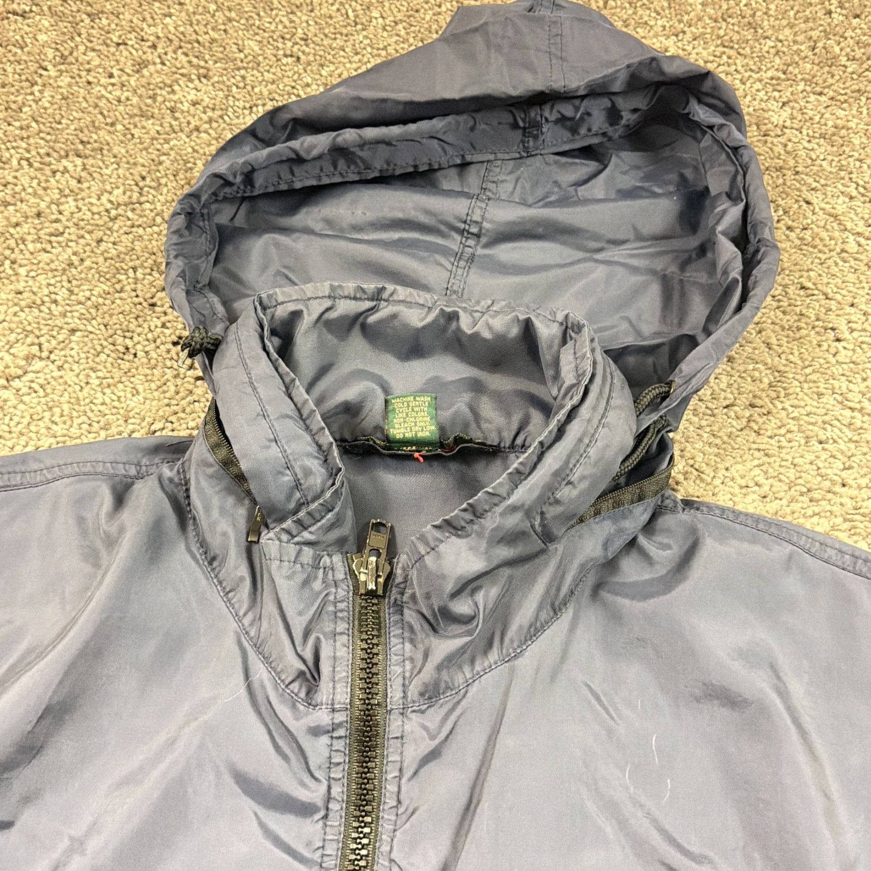 J.Crew VINTAGE J.CREW Jacket Mens L Blue Windbreaker Hooded Full Zip Anorak Oarsman Size US L / EU 52-54 / 3 - 2 Thumbnail