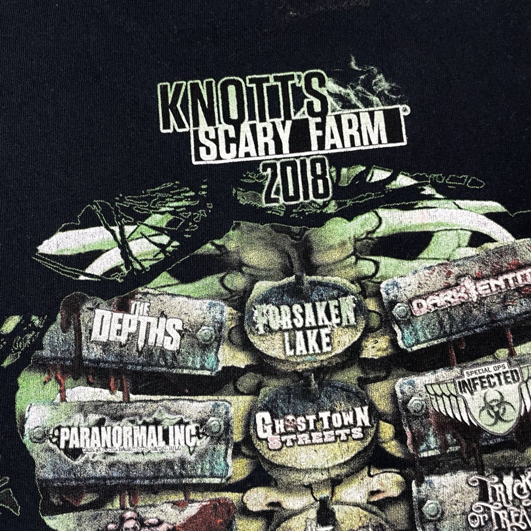 Vintage VINTAGE Knotts Scary Farm T Shirt Black XL Adult Cotton Park Halloween 2018 Distressed Rare Mens Shirt Size US XL / EU 56 / 4 - 4 Thumbnail