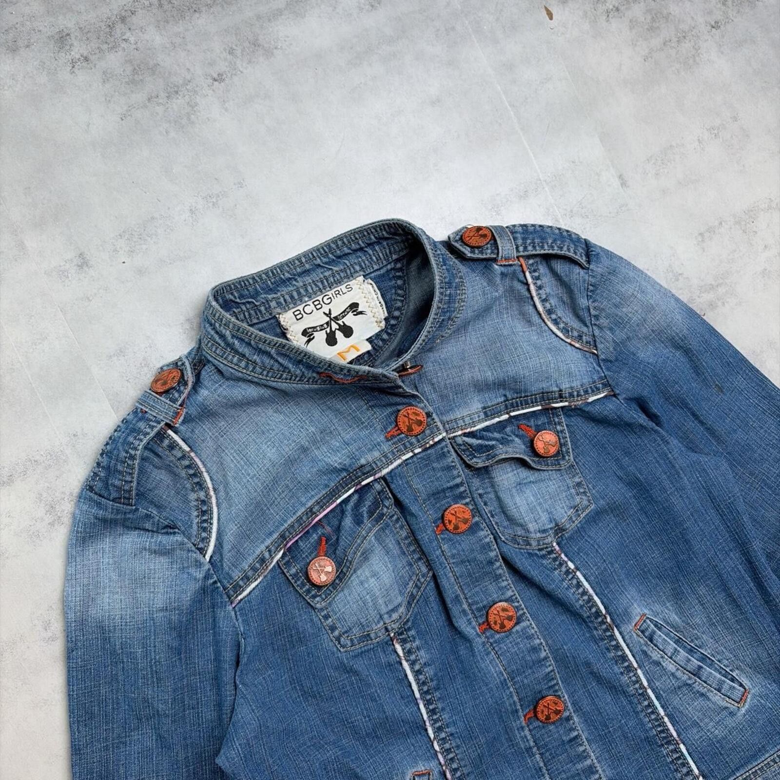 Bcbgmaxazria Vintage Blue BCBG Grunge Gothic Denim Trucker Jacket Size M / US 6-8 / IT 42-44 - 5 Thumbnail
