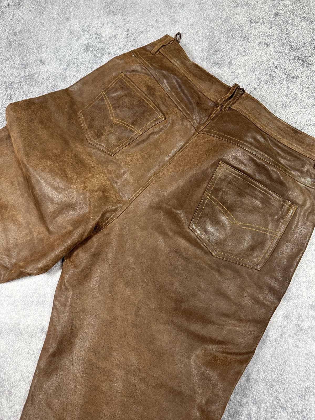 Other Y2K Vintage Leather Pants Opium Style Alt Biker USA Rare XL Size US 34 / EU 50 - 5 Thumbnail