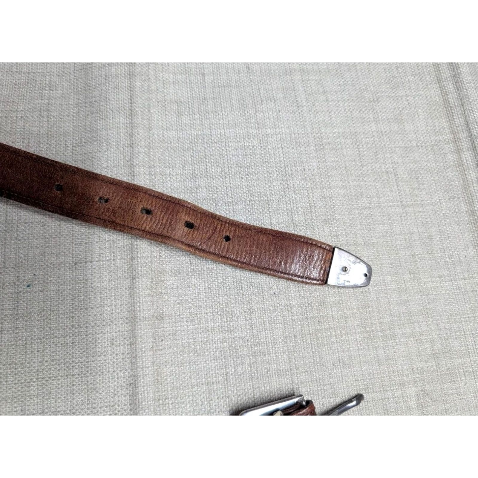 Mezlan MEZLAN dress Belt Size 40 brown leather SPAIN made RIBBED Size 40 - 5 Thumbnail