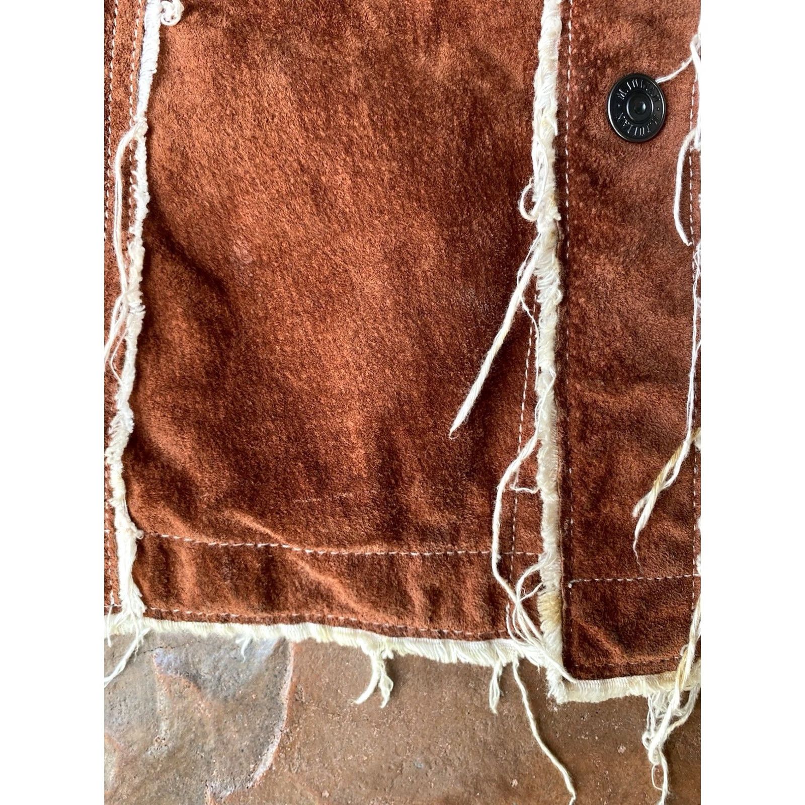 Vintage VINTAGE Wilsons Leather Vest M Julian Suede Leather Patchwork Distressed Burnt Orange L Mens Large 80s 90s Classic Hunting All Seasons Size US L / EU 52-54 / 3 - 4 Thumbnail