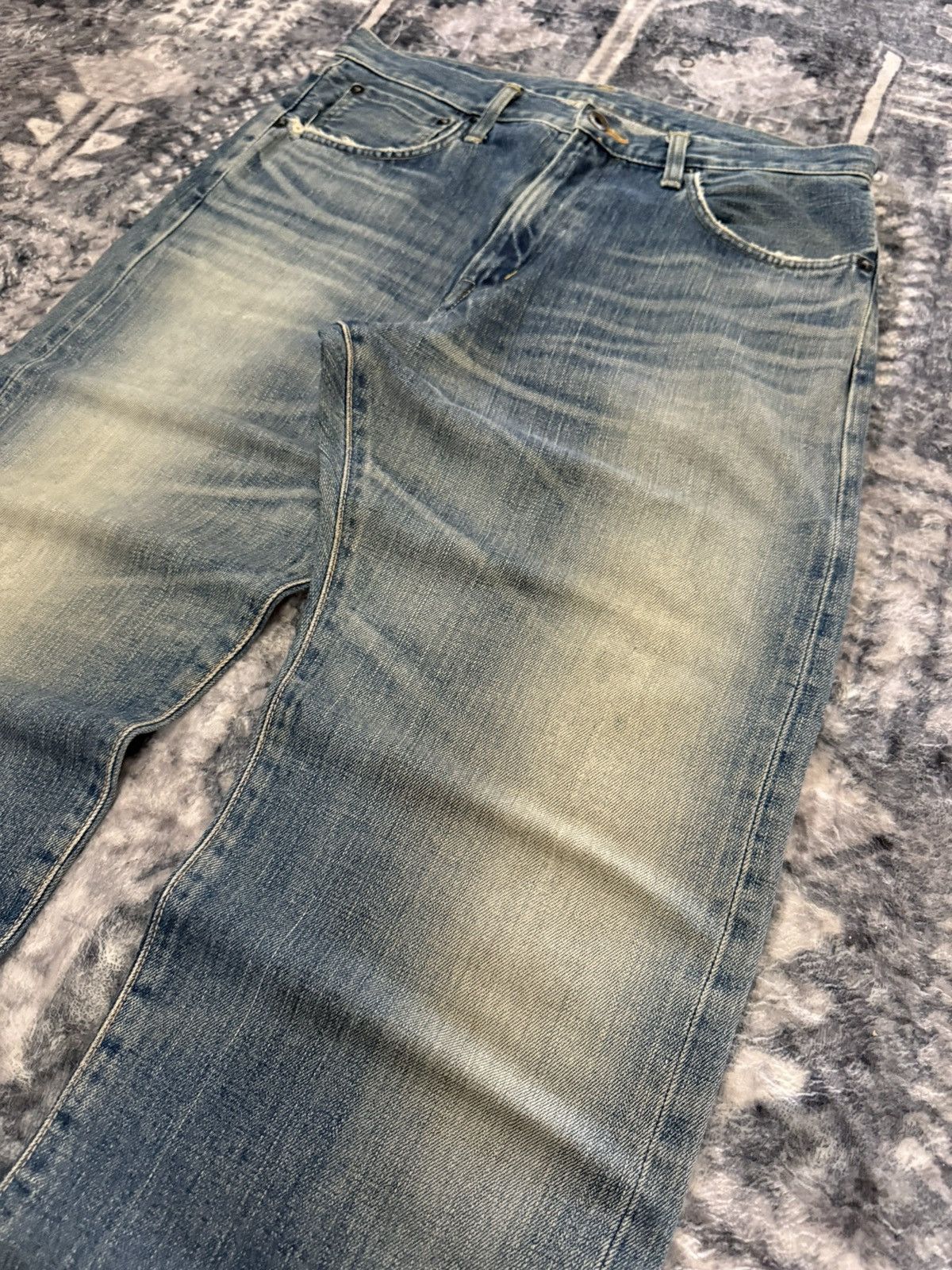 Japanese Brand EDWIN 505 Muddy Wash Selvedge Jeans Straight Loose Size US 32 / EU 48 - 7 Thumbnail