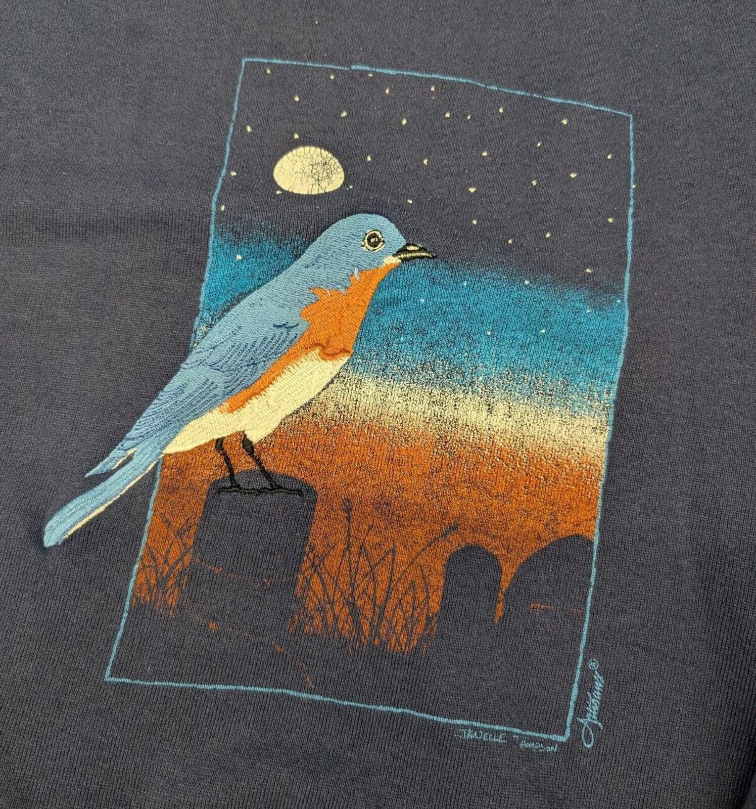 Vintage Vintage 90s Eastern Blue Bird Night Sky Sweater Size US L / EU 52-54 / 3 - 2 Thumbnail