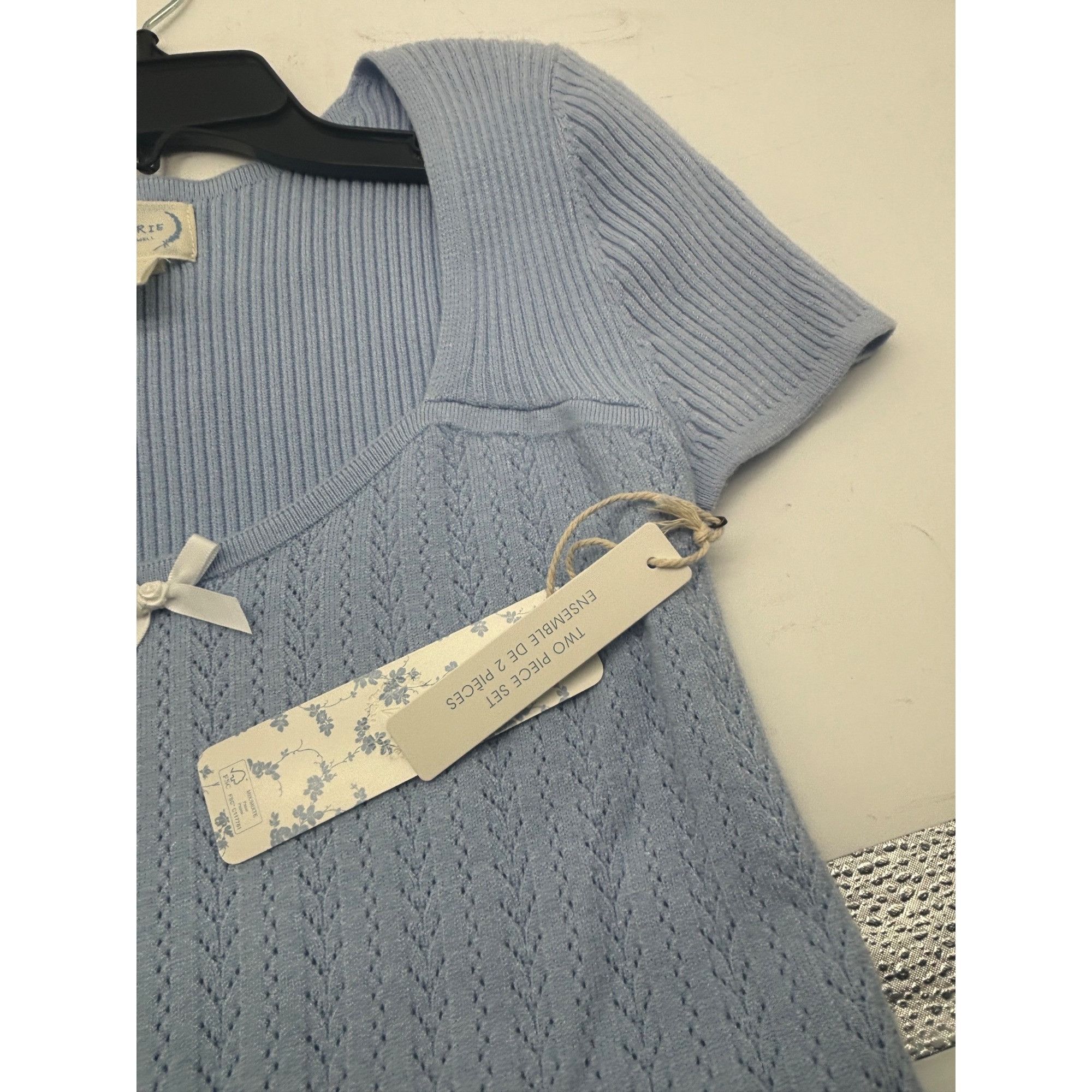 Other The Prairie "Coquette" Baby blue Short Sleeve Cropped Sweate Size L / US 10 / IT 46 - 8 Thumbnail