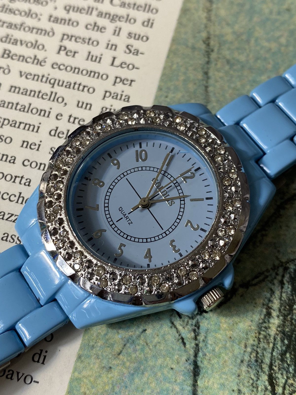 Japanese Brand × Jewelry × Vintage Goldias Blue Quartz Watch Rhinestones Size ONE SIZE - 4 Thumbnail