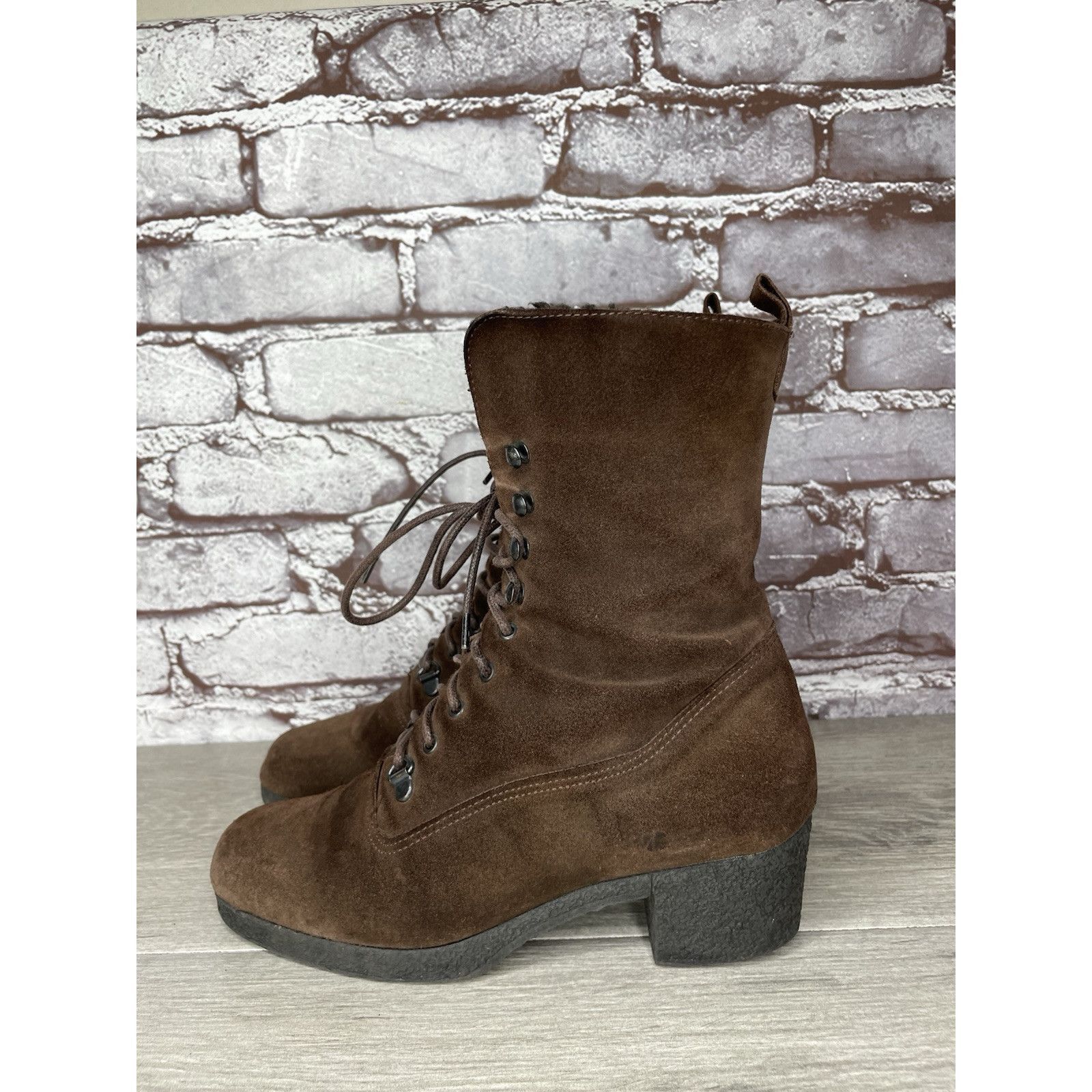 Aquatalia Aquatalia Marvin K Brown Suede Lace Up Block Heel Combat Boo Size US 6 / IT 36 - 24 Thumbnail