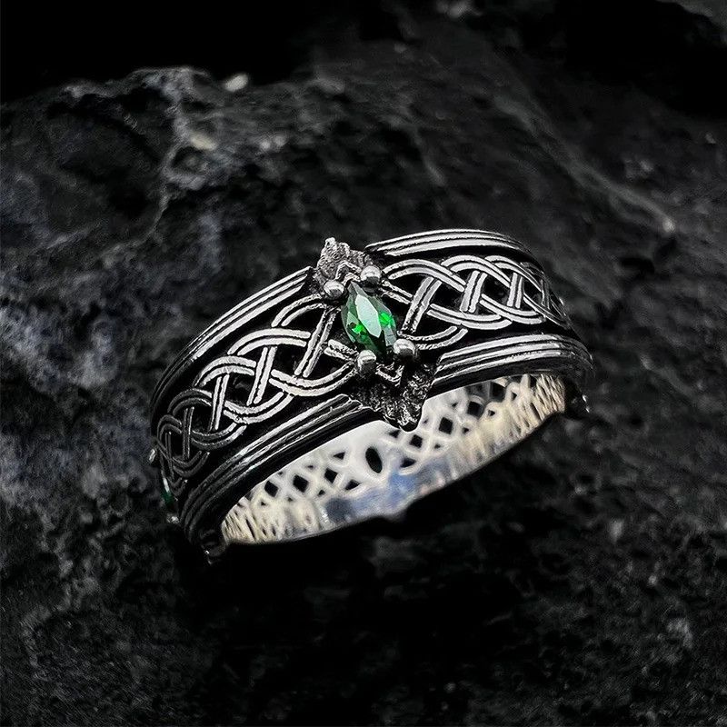 Japanese Brand × Jewelry × Vintage Retro Green Glass Zircon Ring Size ONE SIZE - 2 Thumbnail