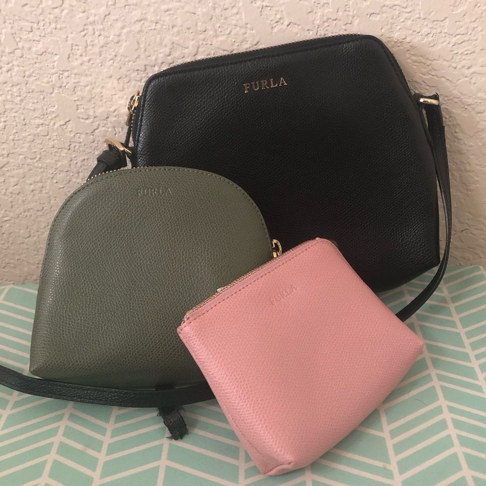 Furla FURLA Extra Large Boheme Leather Crossbody Purse Set Black Size ONE SIZE - 1 Thumbnail
