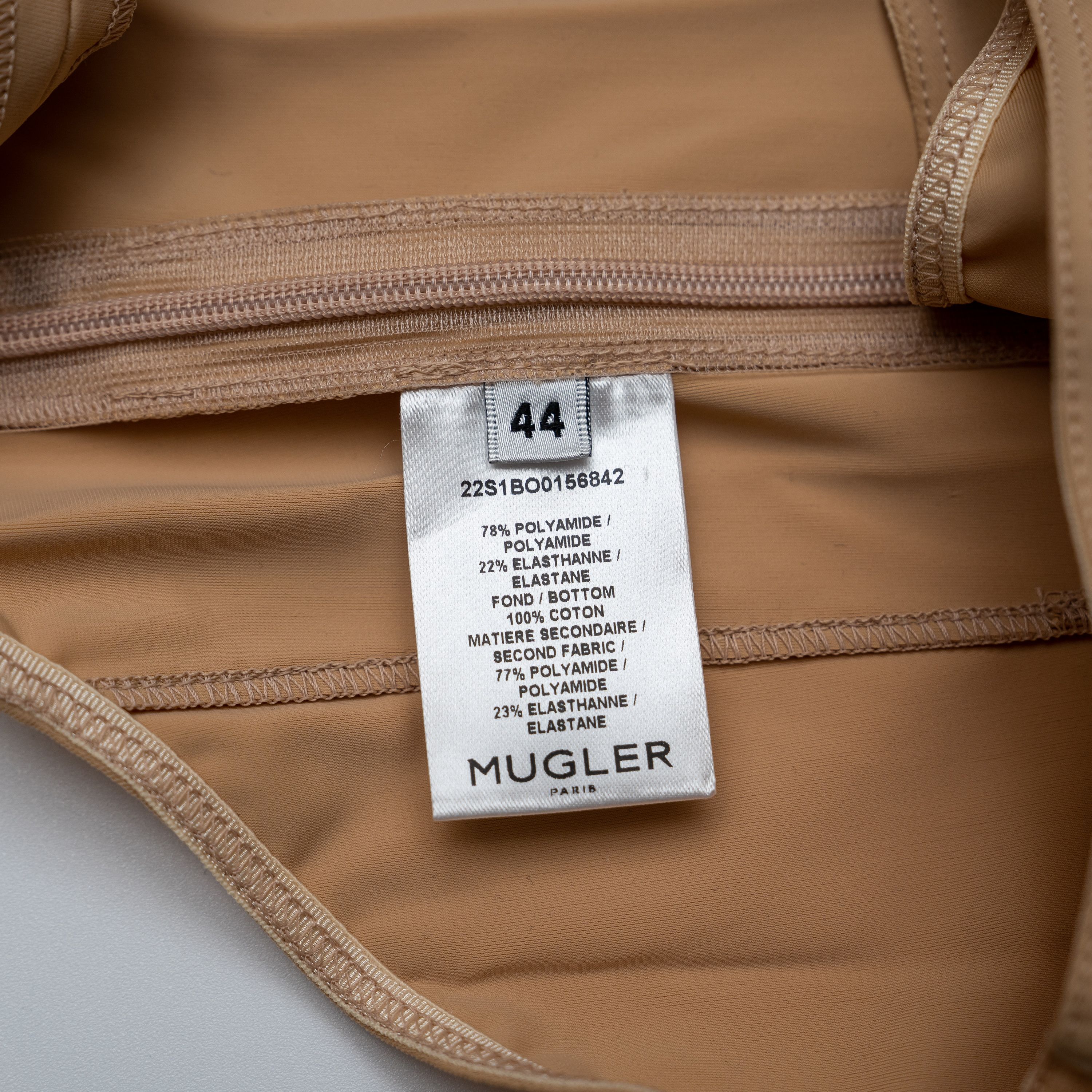 Mugler 44 XXL Mugler Long-Sleeve Sheer Panel Bodysuit Beige Nude 01 Size XXL / US 16-18 / IT 52-54 - 6 Thumbnail