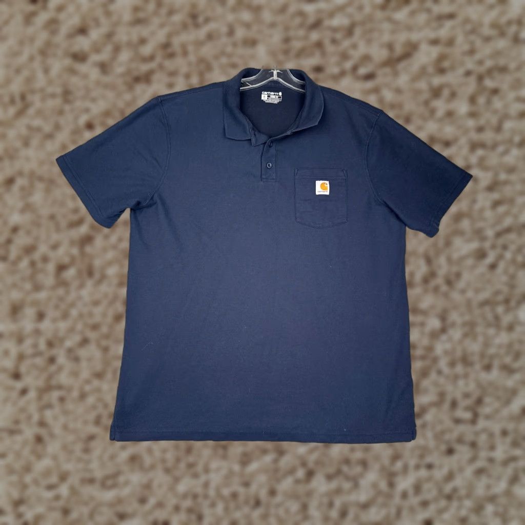 Carhartt Carhartt Polo Shirt Men XL Blue Pocket Poly Blend Workwear T-Shirt Polo Short Sleeve Regular Fit Mens Size US XL / EU 56 / 4 - 1 Thumbnail
