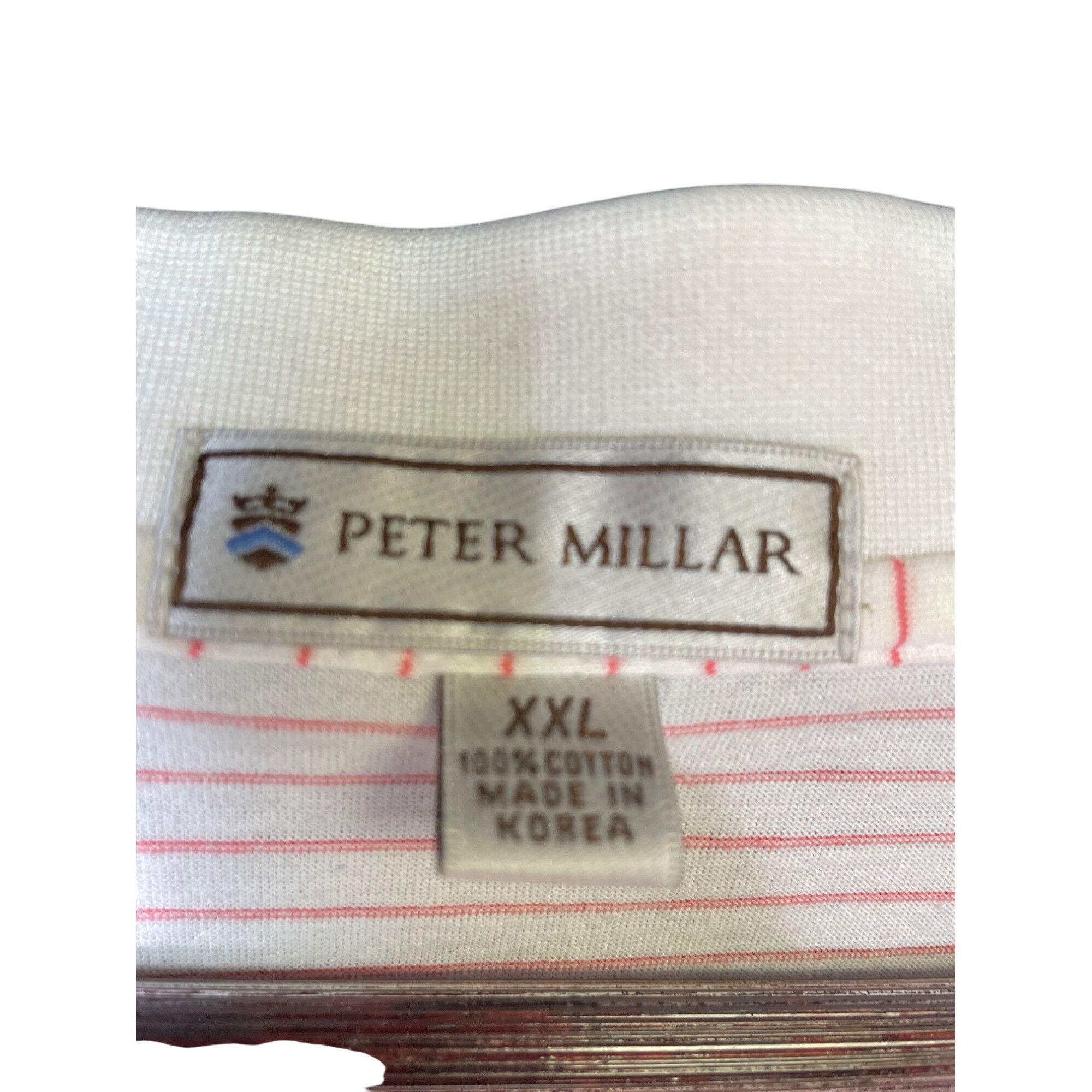 Peter Millar Peter Millar Mens 100% Cotton white red striped Polo Golf Sh Size US XXL / EU 58 / 5 - 8 Thumbnail