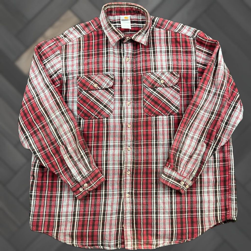 Carhartt VINTAGE Carhartt Plaid Flannel Button Up Shirt Mens XL Red 90s Heavyweight Long Sleeve Size US XL / EU 56 / 4 - 1 Thumbnail