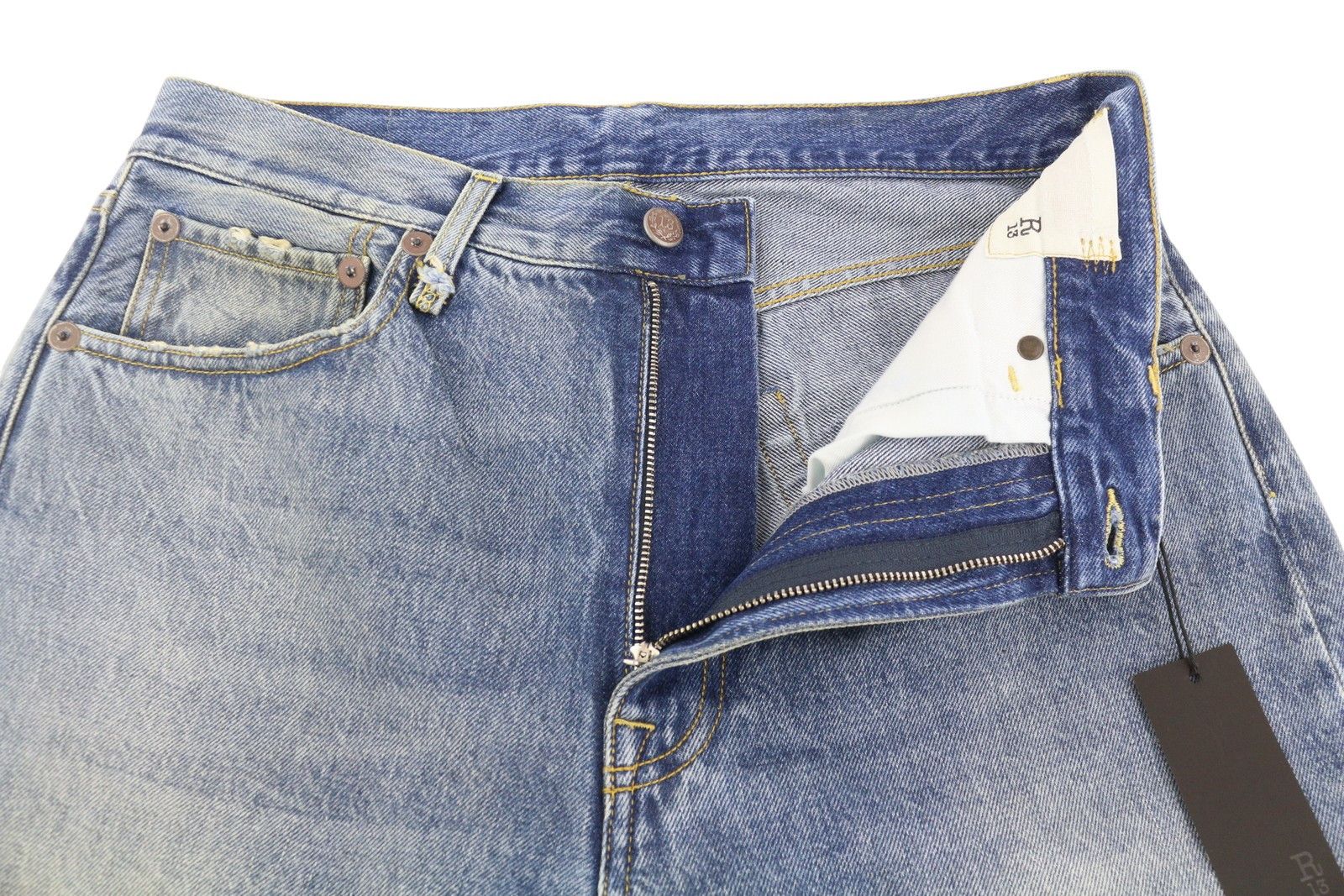 R13 CUFFED X-BF 27 Jasper Straight Faded Blue Zip PF25 86638 Size 27" / US 4 / IT 40 - 4 Thumbnail