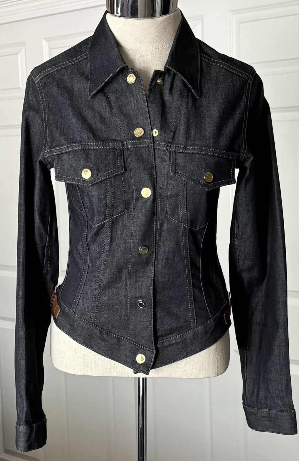 Gucci GUCCI Tom Ford FW 2000 Dark Blue Denim Leather Buckle Jacket Size S / US 4 / IT 40 - 5 Thumbnail