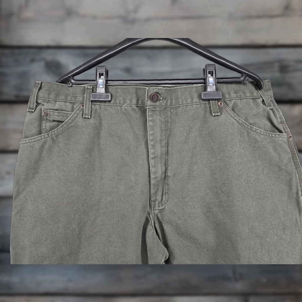 Dickies Dickies Mens Pants Duck Canvas Utility Carpenter Jeans Moss Green 40x32 Mens Straight Leg Relaxed Fit Workwear Casual Size US 40 / EU 56 - 1 Thumbnail