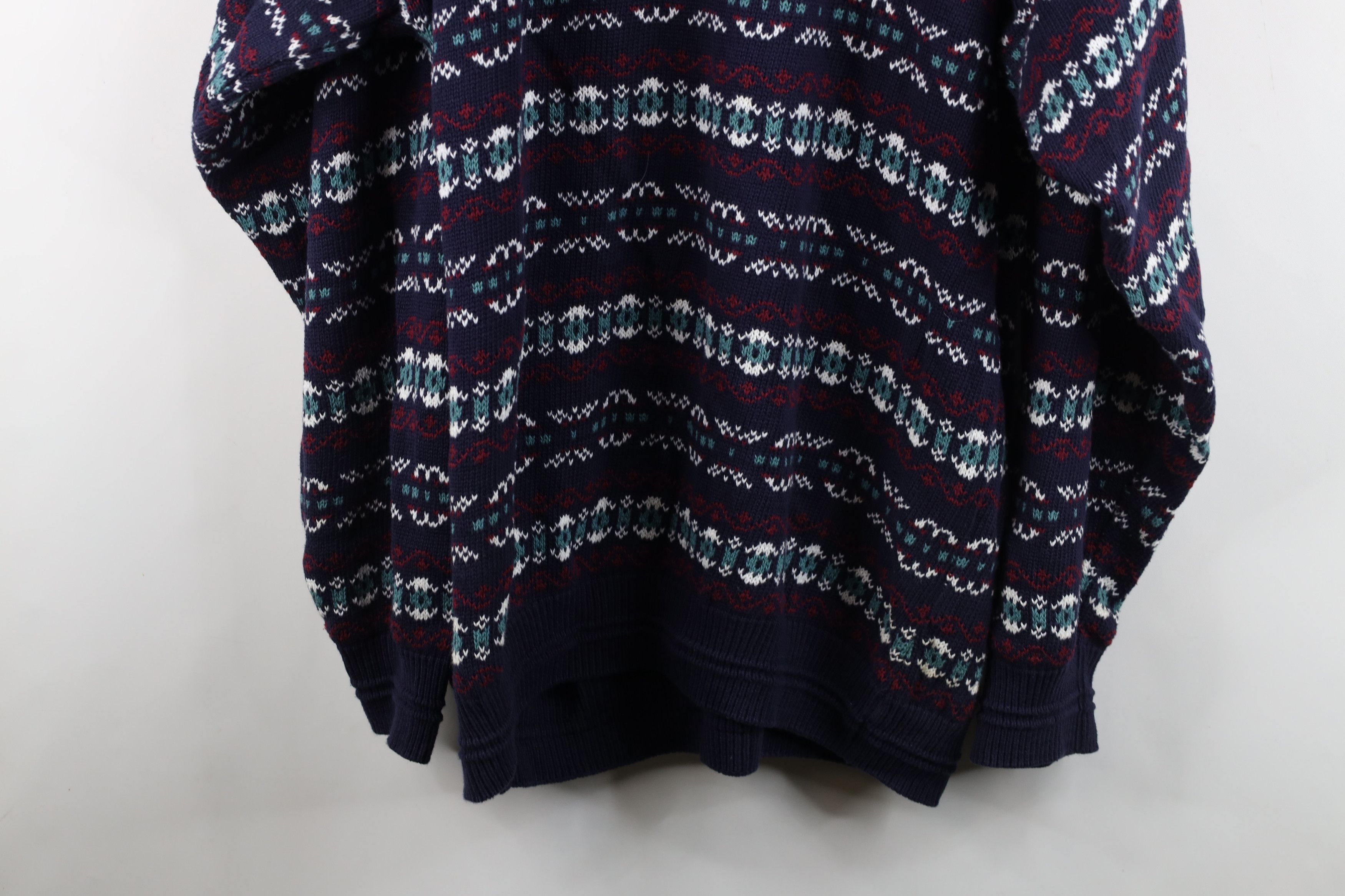 Vintage Vintage 90s Streetwear Cotton Fair Isle Knit V-Neck Sweater Size US XXL / EU 58 / 5 - 10 Thumbnail