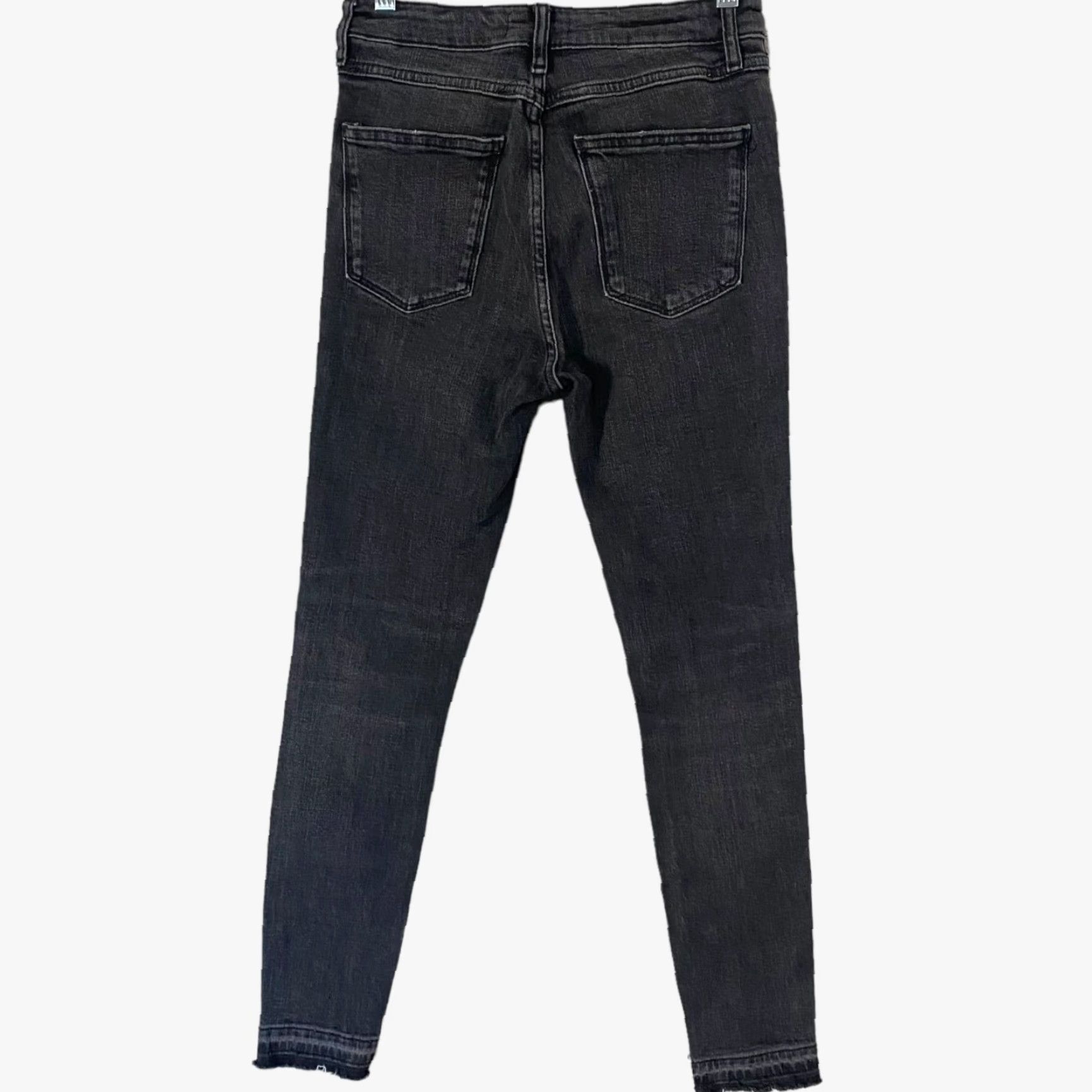 Zara Zara High Waist Skinny Jeans Womens 4 Black Dark Wash Faded Denim Raw Hem Jeans Size 27" / US 4 / IT 40 - 3 Thumbnail