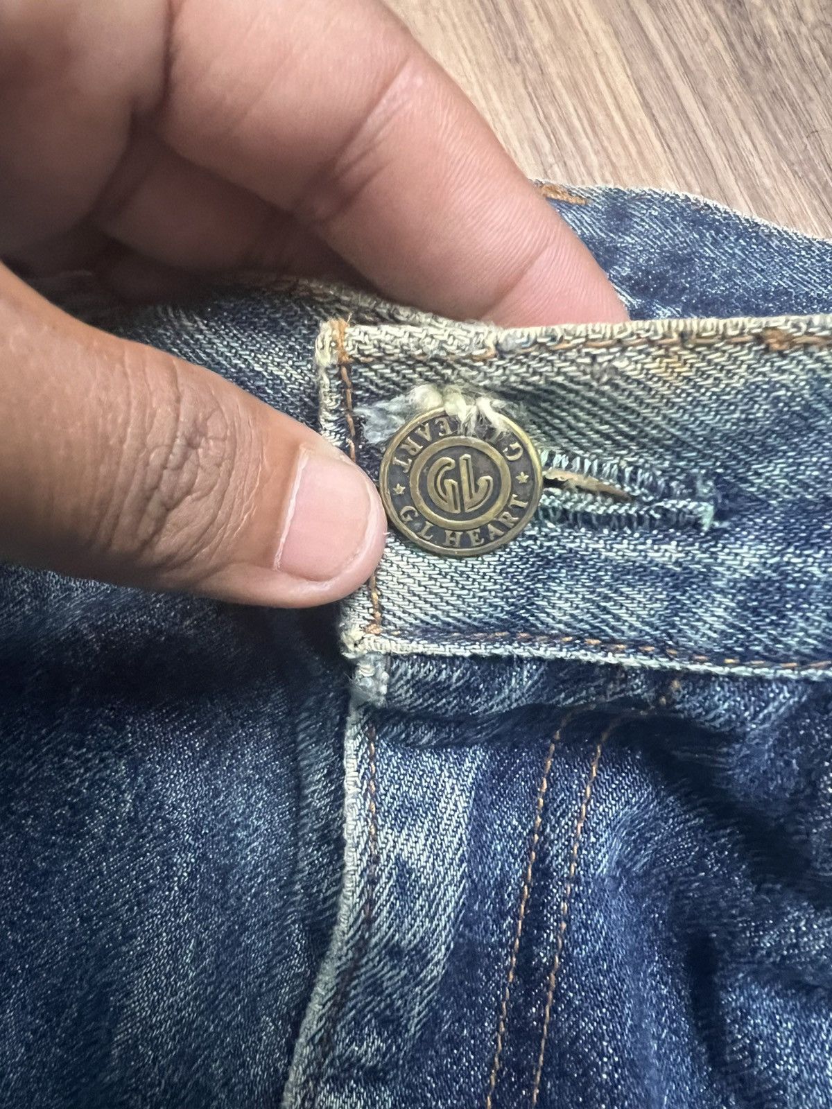 Japanese Brand Heart Denim P905 by Big John Corp Japan -Wide Leg Jeans (43) Size US 29 - 6 Thumbnail