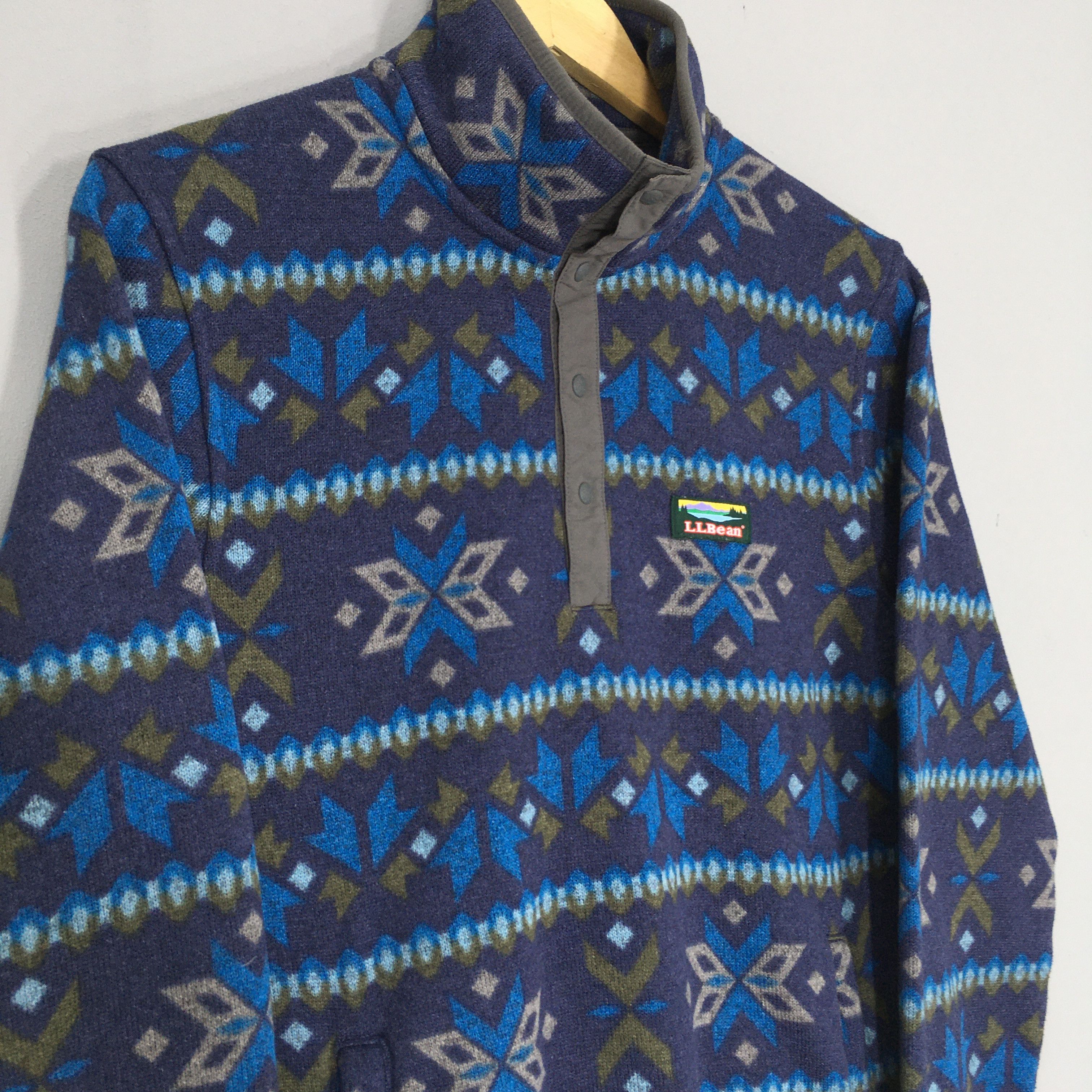 L.L. Bean × Vintage Vintage LL Bean Usa Aztec Navajo Fleece Sweater Small Size US S / EU 44-46 / 1 - 3 Thumbnail