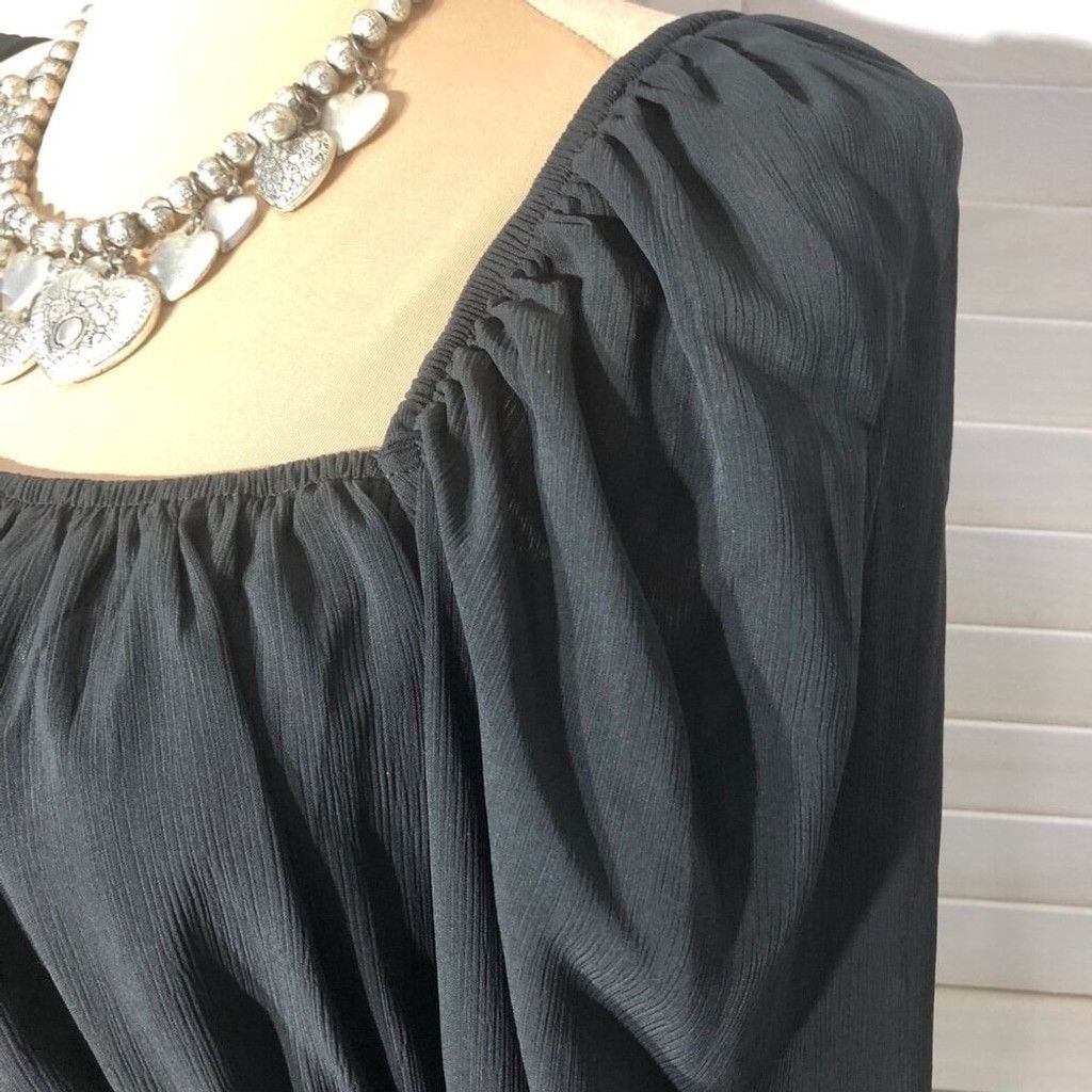 Vintage Cocktail Dress Lantern Sleeves Tie-Back Closure Black L NWOT Size L / US 10 / IT 46 - 9 Thumbnail
