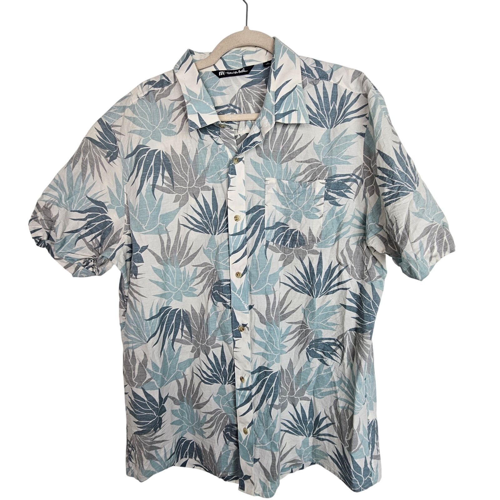 TravisMathew Travis Mathew Mens Hawaiian Floral Palm Print Shirt Sz XL Size US XL / EU 56 / 4 - 1 Thumbnail