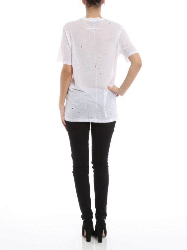 Givenchy White Pima Cotton Distressed Logo T-Shirt Size XS / US 0-2 / IT 36-38 - 3 Thumbnail