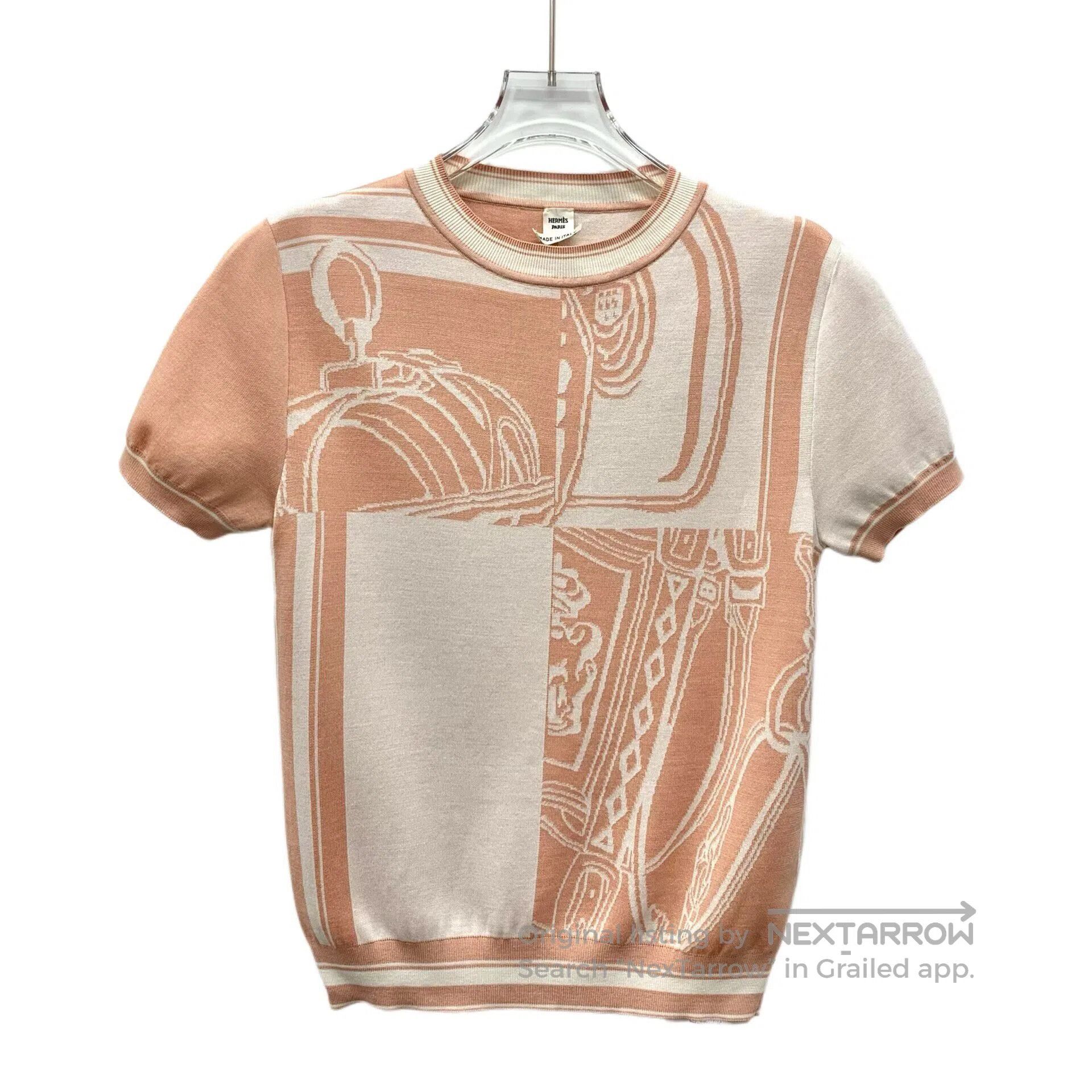 Hermes Hermes Multicolor Logo Printed Silk Round Neck Short Sleev Size XS / US 0-2 / IT 36-38 - 1 Thumbnail