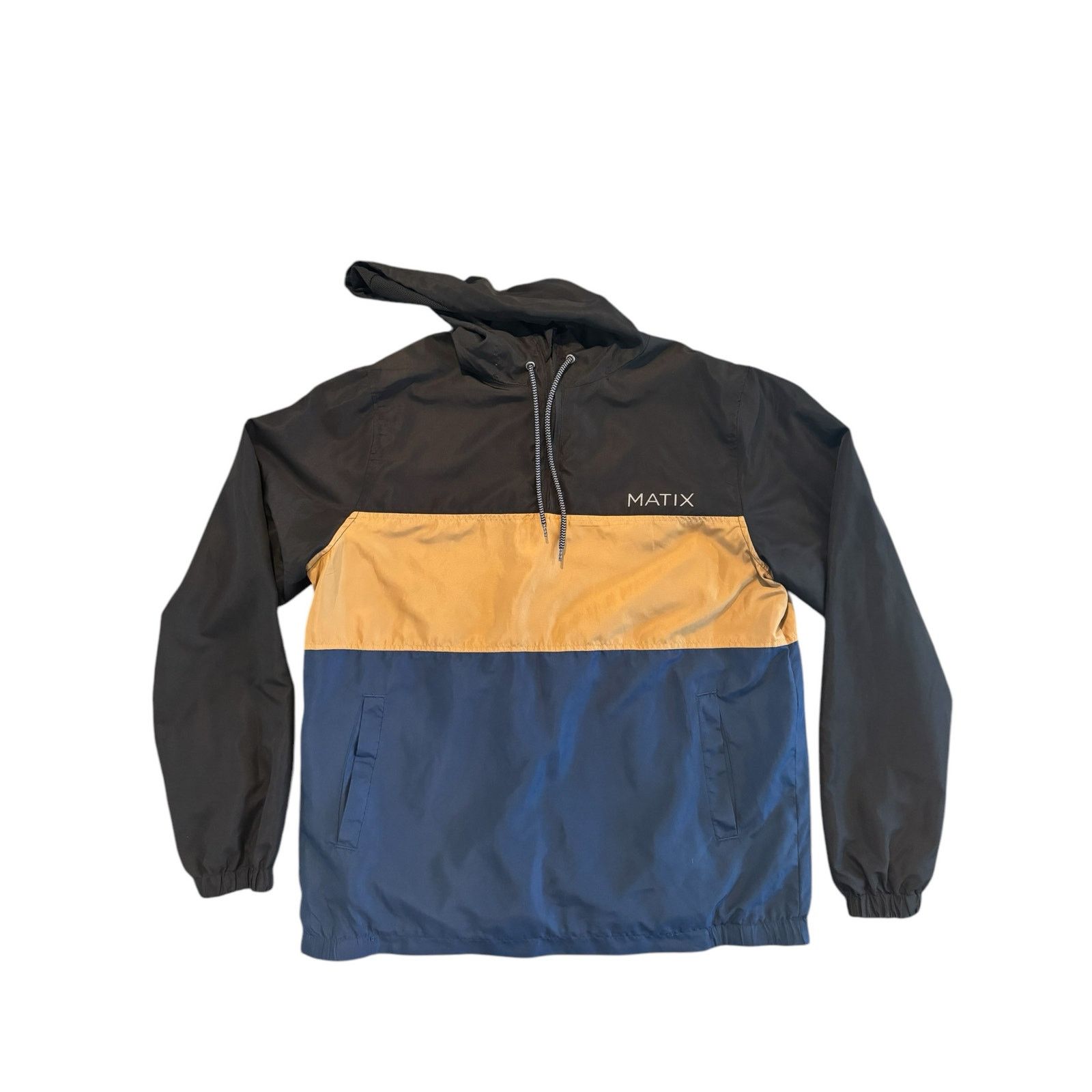 The Unbranded Brand Matrix Mens Black/Brown/Navy Hood Windbreaker Jacket Size L Size US L / EU 52-54 / 3 - 1 Thumbnail