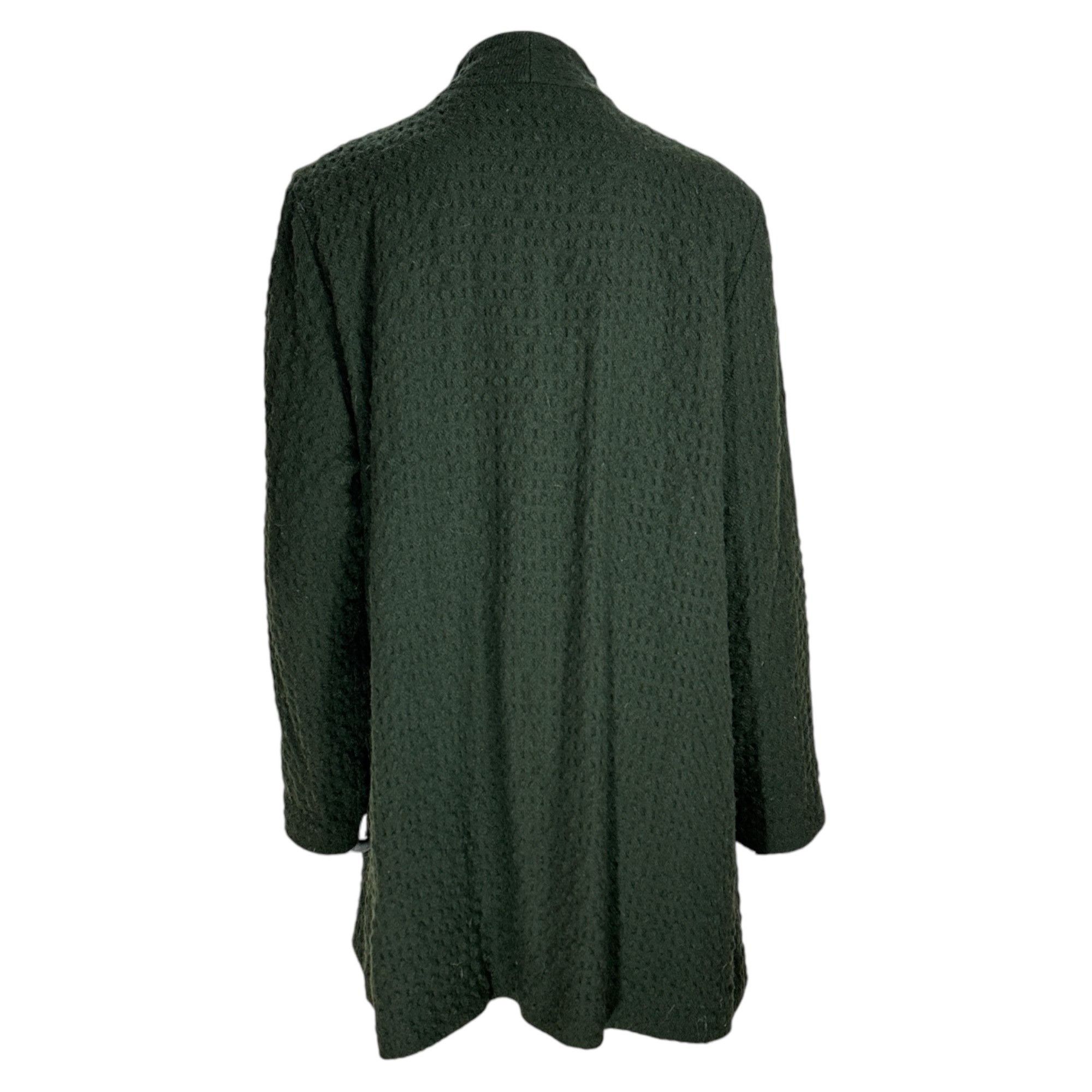 Eileen Fisher Eileen Fisher Waffle Dark Green Wool Blend Coat With Asymmet Size L / US 10 / IT 46 - 6 Thumbnail