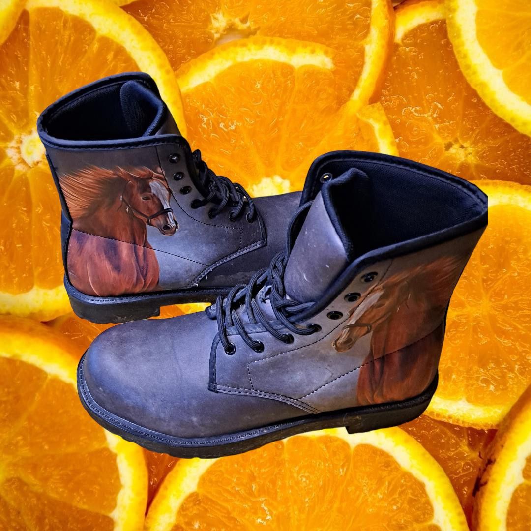 Other Custom Made Boots Gray with Brown Horse Images Size ONE SIZE - 1 Thumbnail