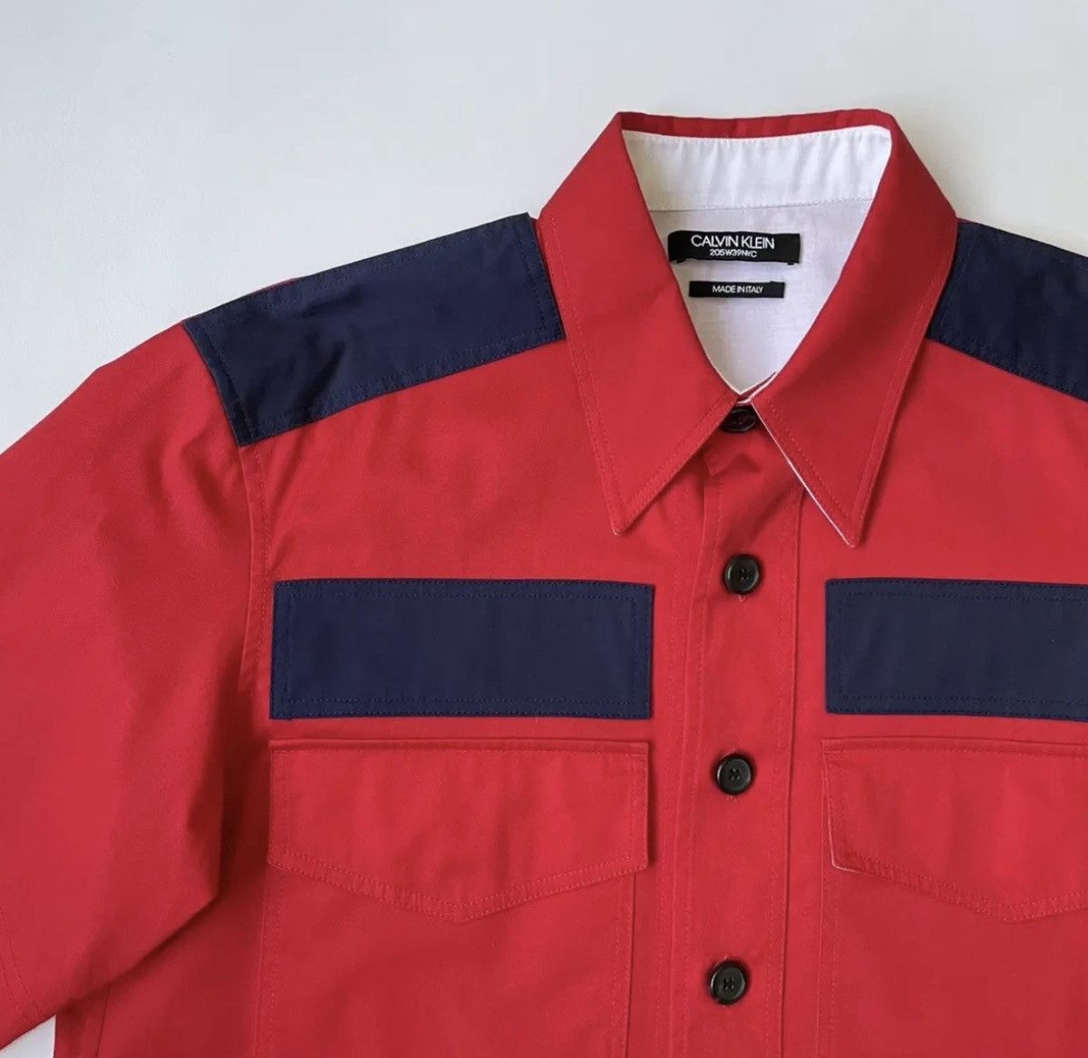 Calvin Klein 205W39NYC A/W 18 Red Cotton ‘Officer’ Shirt Size US M / EU 48-50 / 2 - 5 Thumbnail
