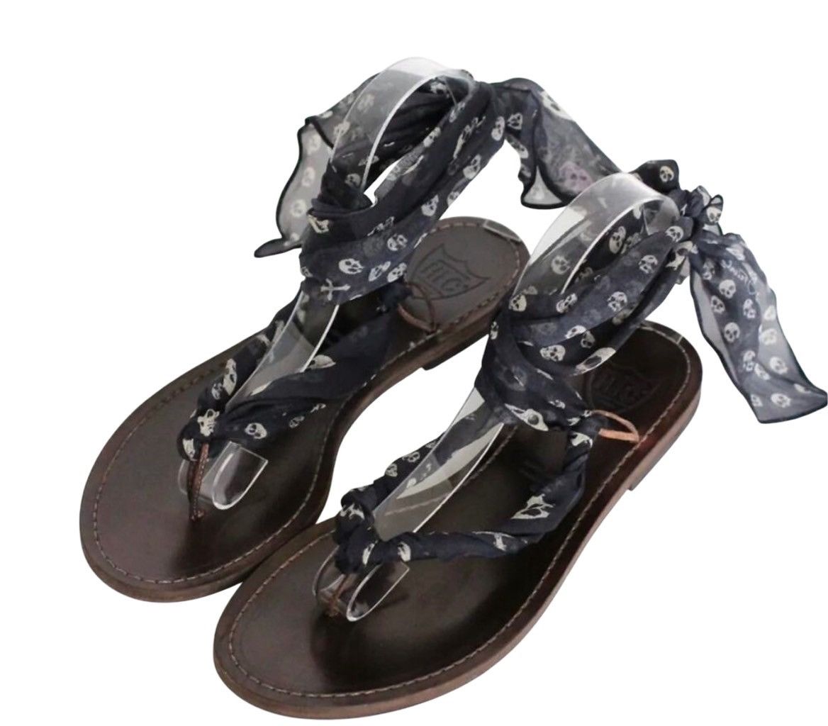 Vintage HTC Skull Scarf Sandals!! Rare Size US 6 / IT 36 - 5 Thumbnail