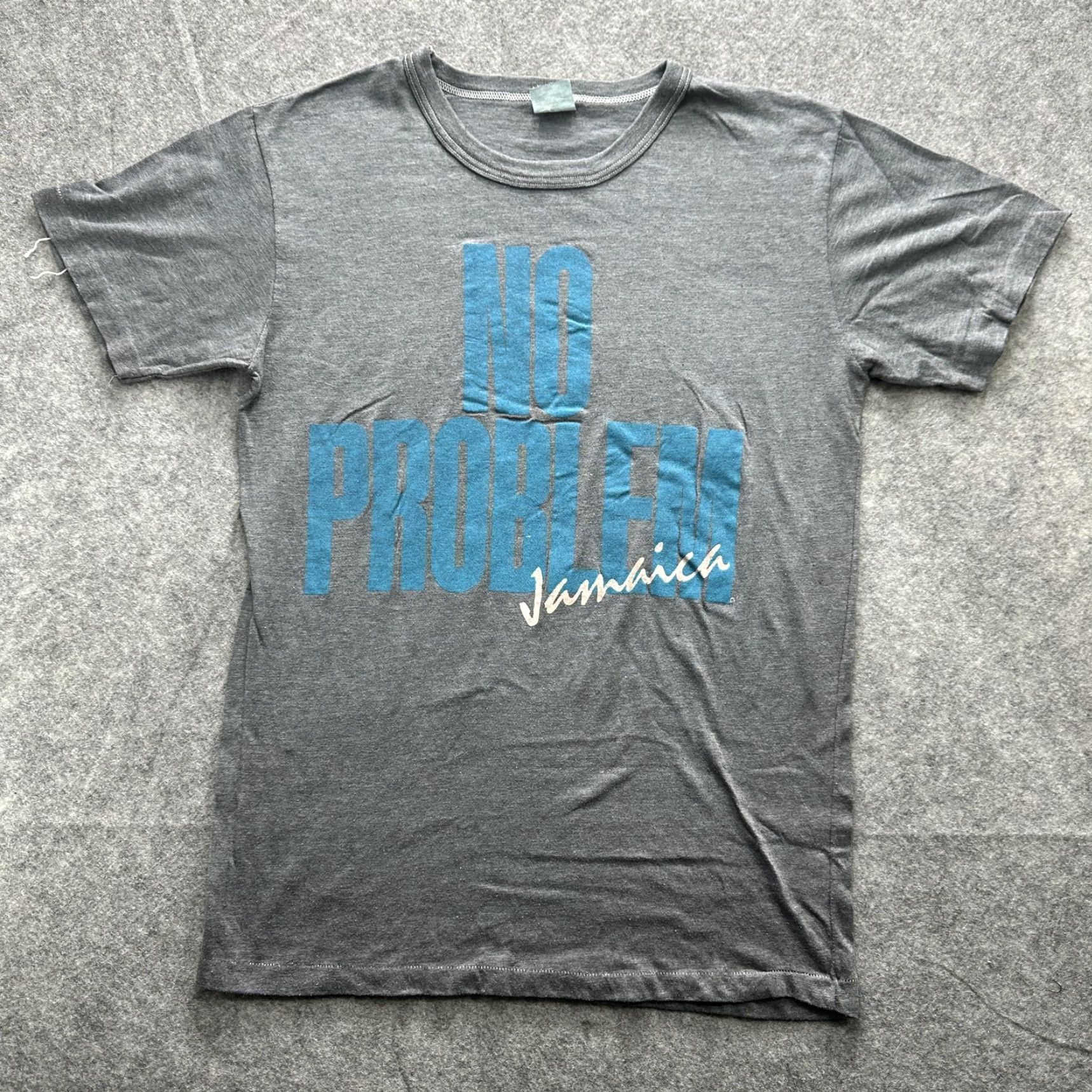 Vintage VINTAGE Jamaica Shirt Mens Medium Gray No Problem Graphic Tee 90s Travel Souvenir Tropical Cat Countries Size US M / EU 48-50 / 2 - 2 Thumbnail