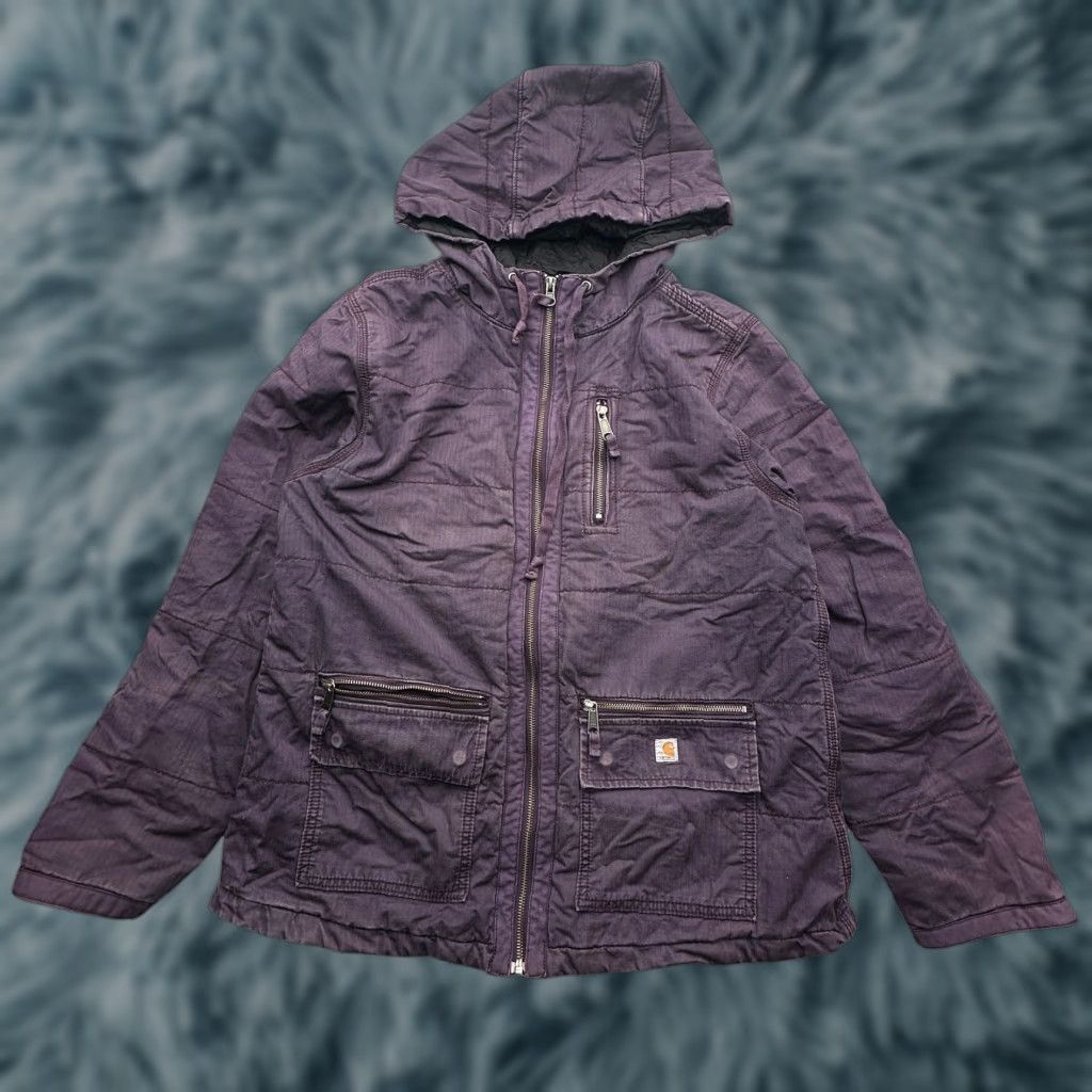 Carhartt Carhartt Gallatin Jacket Womens Large Quilt Lined Full Zip Purple Hooded Jacket Size L / US 10 / IT 46 - 1 Thumbnail