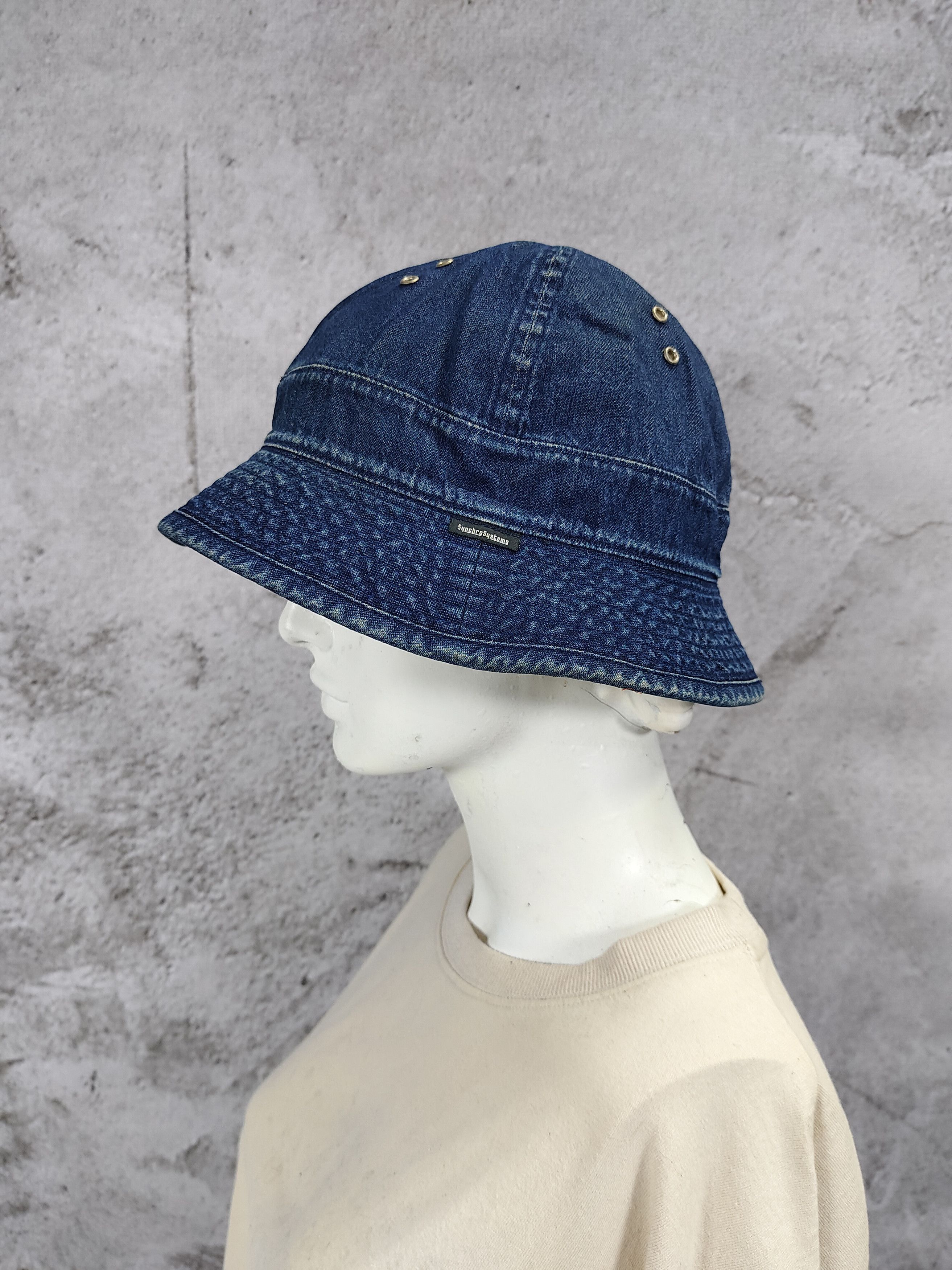 Japanese Brand 2000s POST🇯🇵Denim Washed Indigo Workwear Bucket Hat Size ONE SIZE - 2 Thumbnail