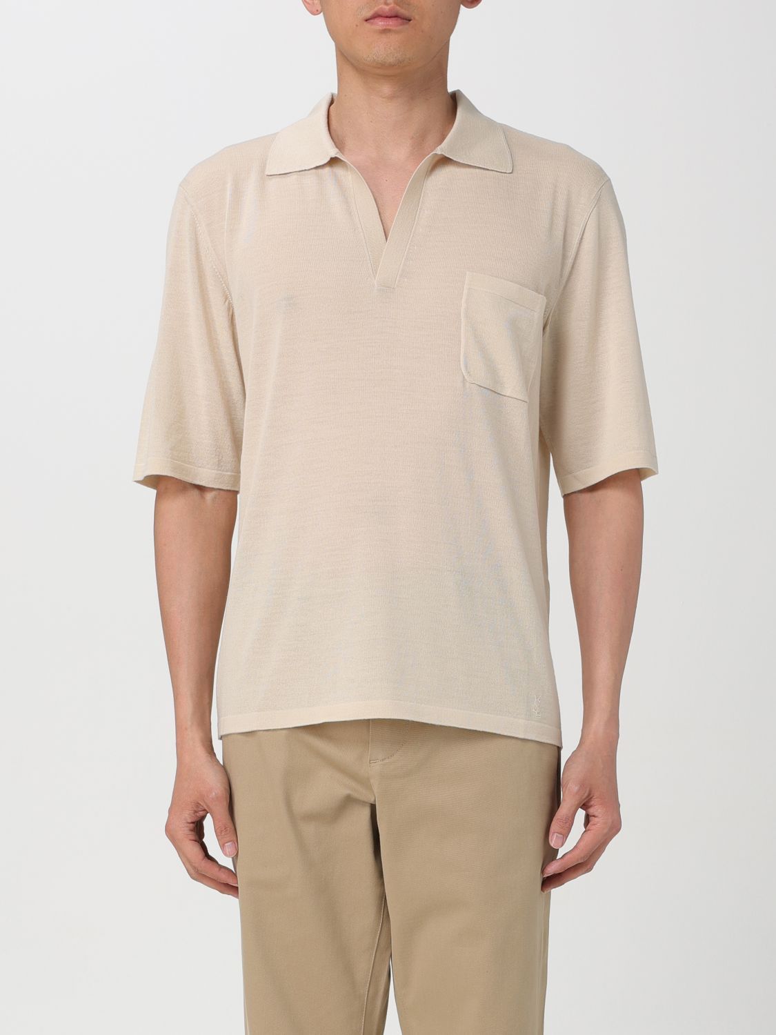 image of Saint Laurent Paris Saint Laurent Polo Shirt Men Yellow Cream (Size Large)