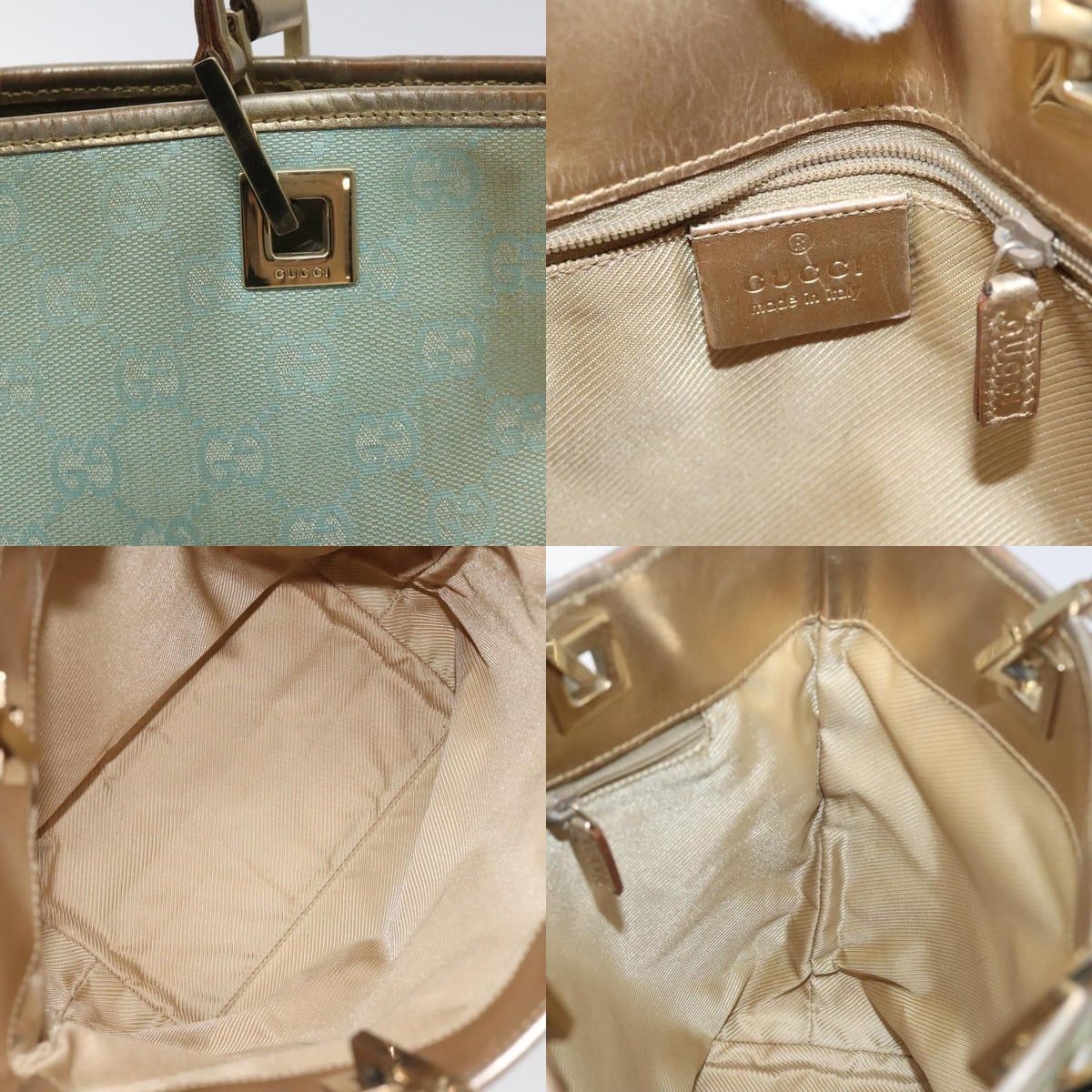 Gucci GUCCI GG Canvas Tote Bag Light Blue Gold 002 002 Size ONE SIZE - 11 Thumbnail